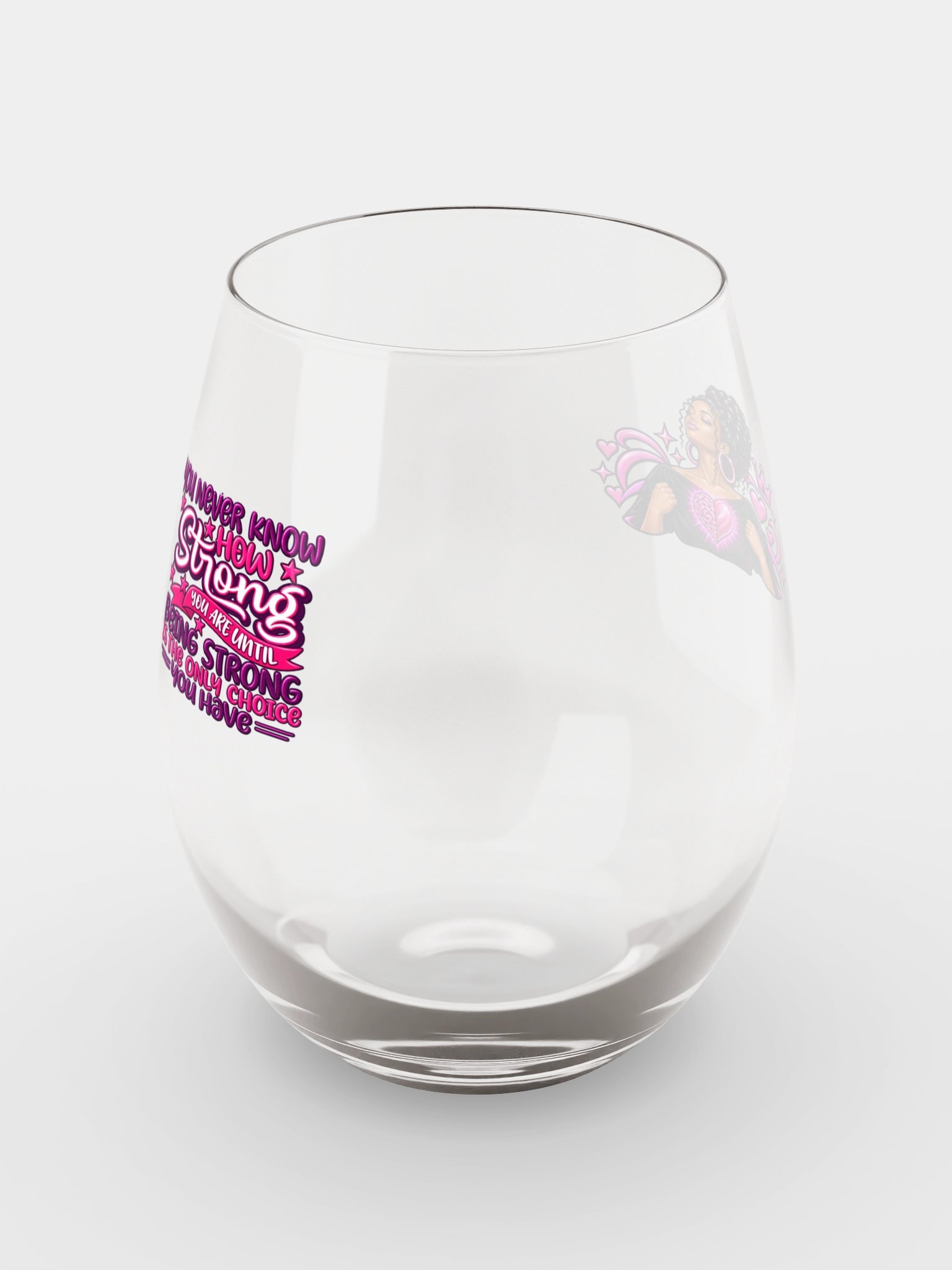 Pink Strength & Hearts Stemless Wine Glass product image (2)