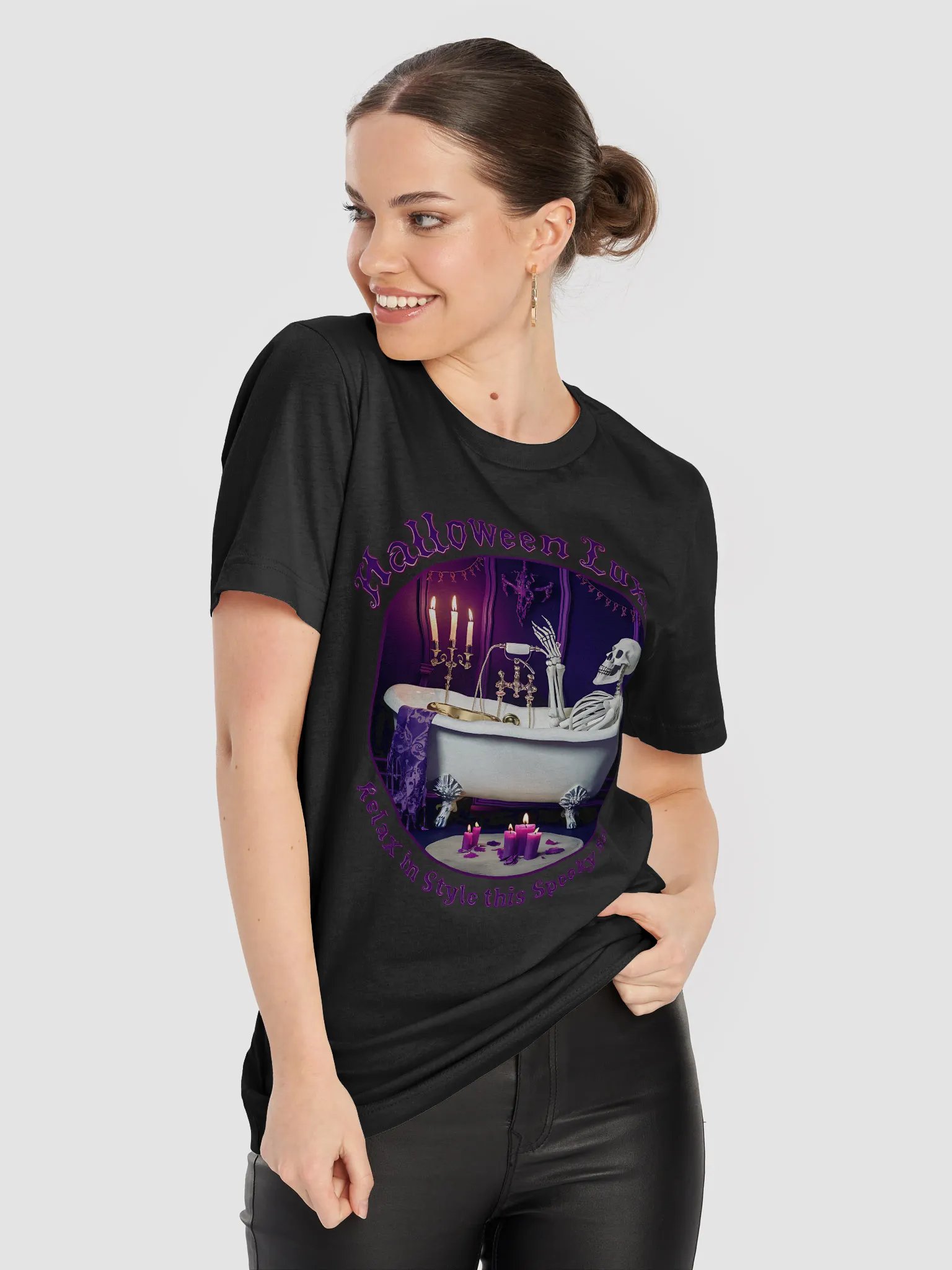 Bella Canvas Unisex T-Shirt: Halloween Luxury Skeleton in a Tub product image (8)