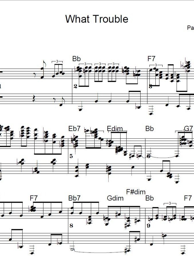 What Trouble - Blues piano - Piano sheet music product image (1)