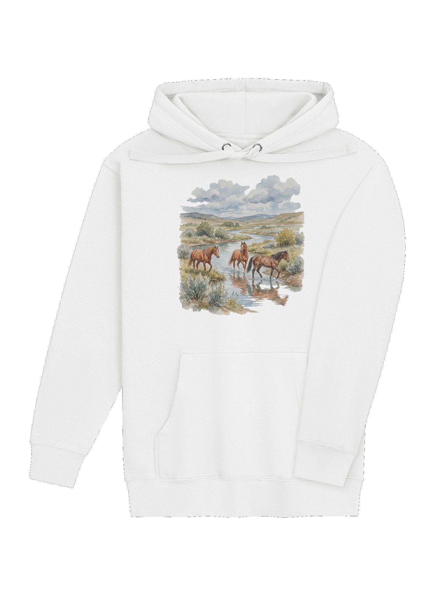 Horses by Lake frame hoodie product image (60)