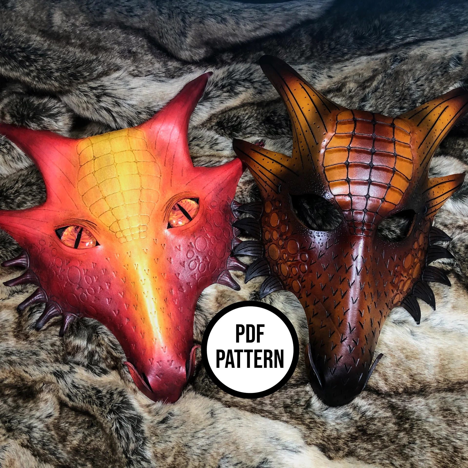 Dragon Mask Pattern - PDF Pattern for Leatherwork product image (3)