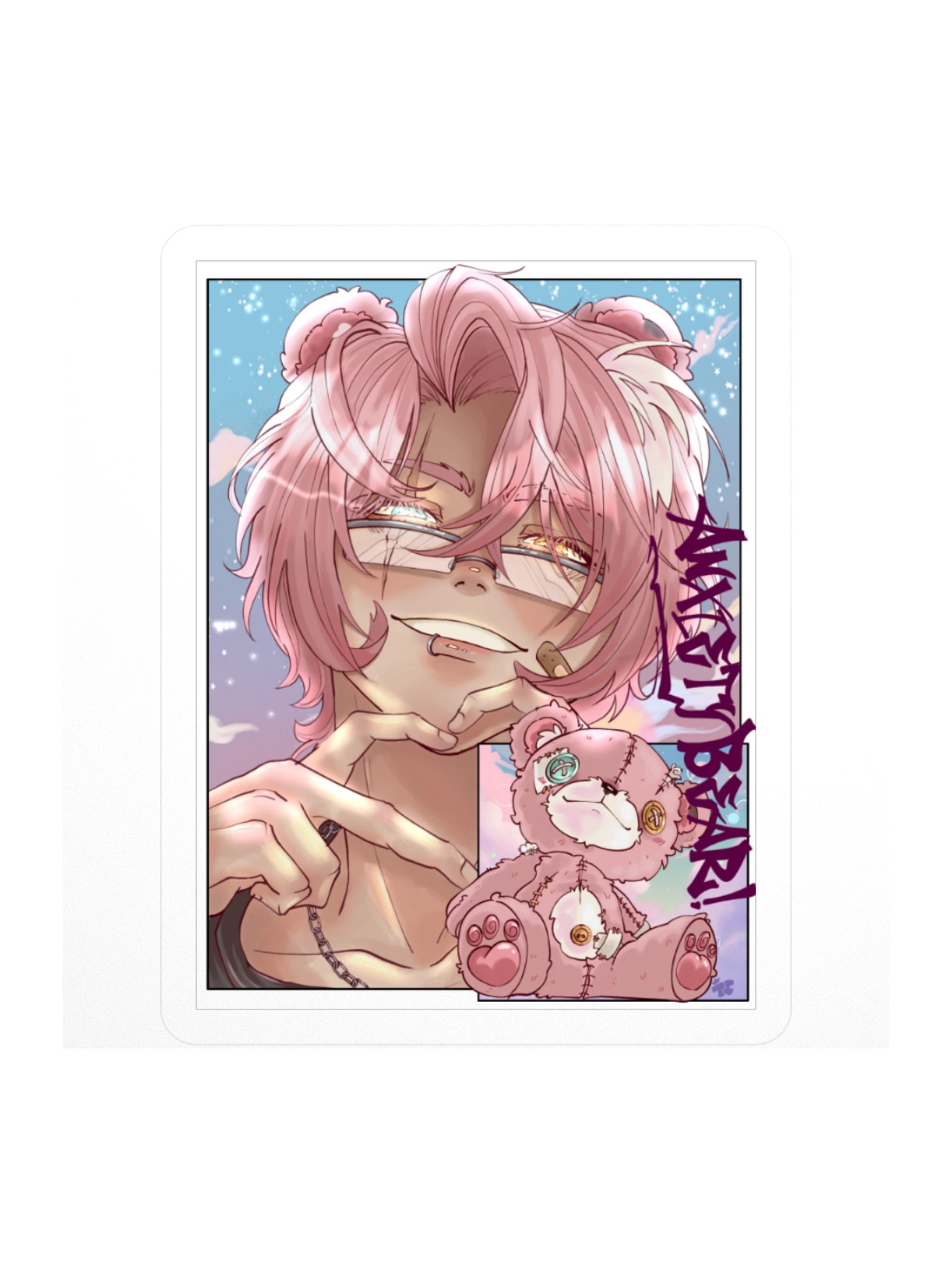 Anxiety Bear Hooman and Bear STicker product image (3)