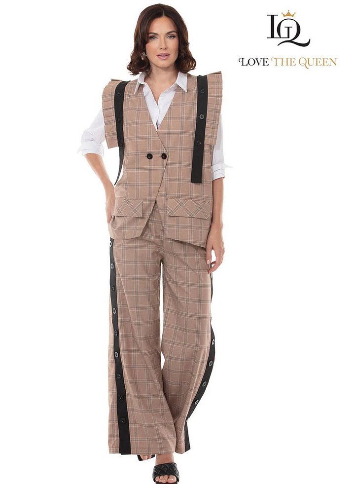Plaid Detachable Panel Vest & Pant Set - 2pc Wide-Leg Suit product image (1)
