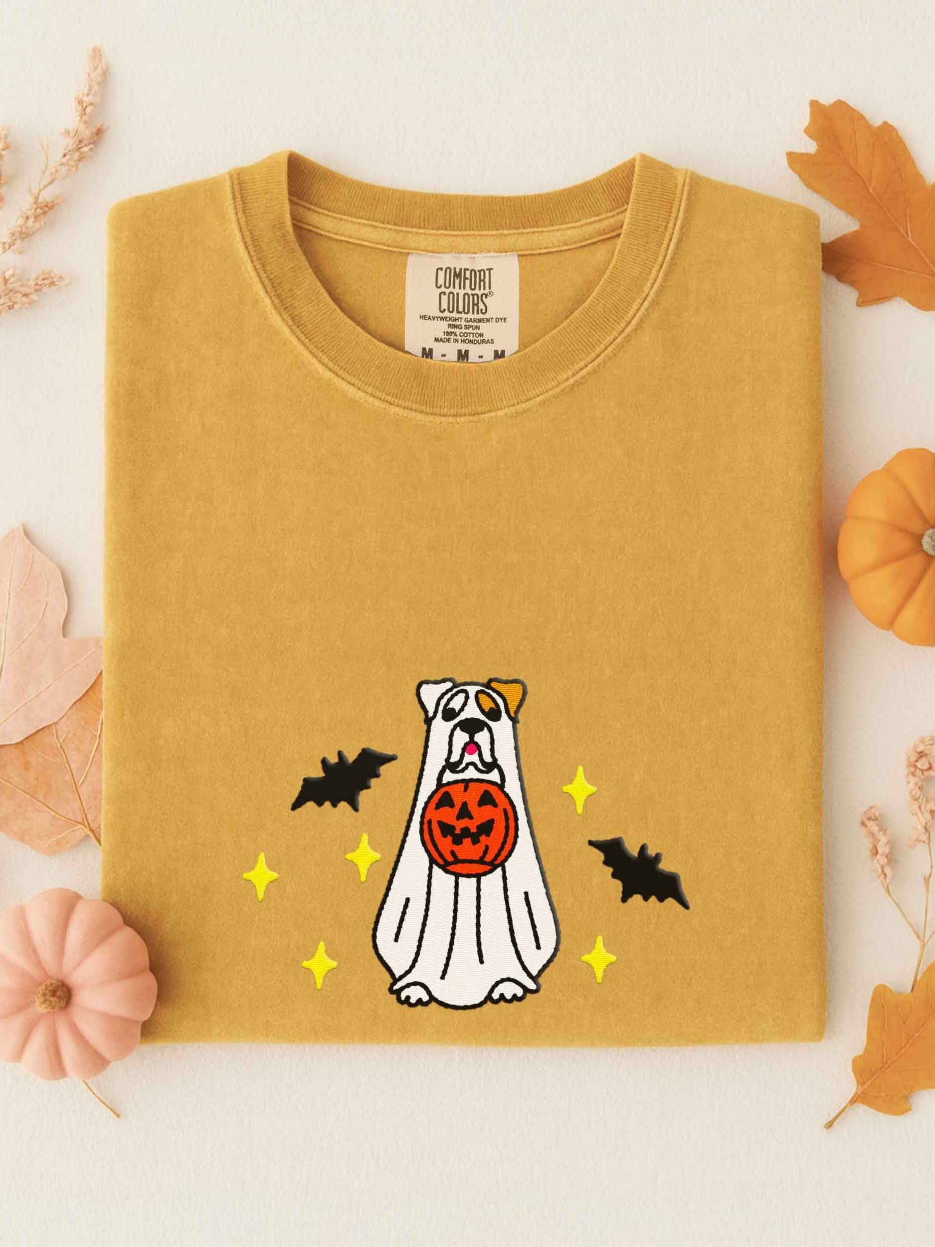 Halloween Boxer Dog(White) Embroidered T-Shirt product image (1)