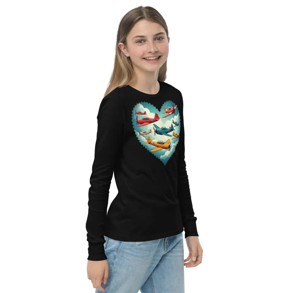 Whimsical Airplane Adventure Youth Long Sleeve T-Shirt product image (11)