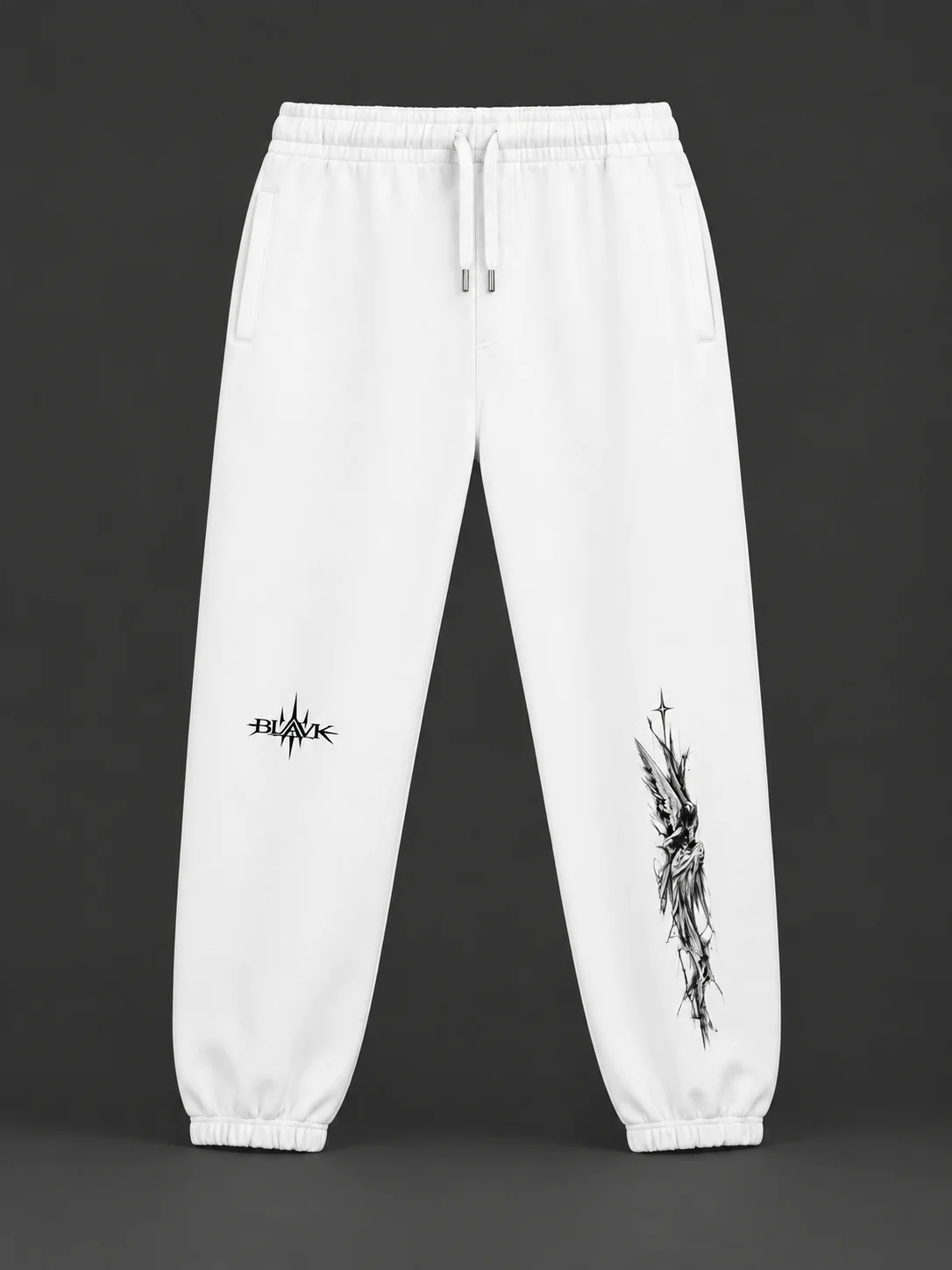 BLAVK NOCTURNE Angel Graphic Joggers — White product image (2)