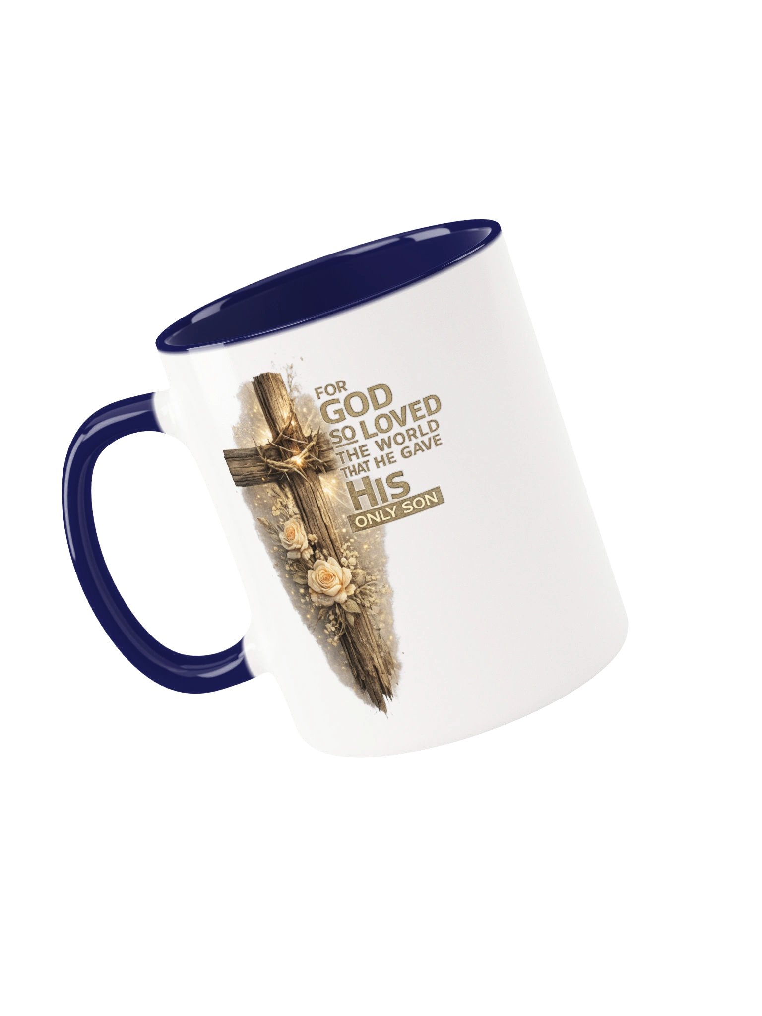 For God So Loved the World That He Gave His Only Son Christian Coffee Mug | John 3:16 Wooden Cross Scripture Mug | Kingdom Life Co. product image (4)