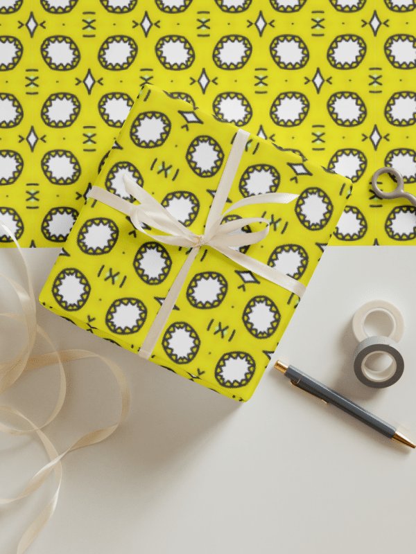 Cheerful Yellow patterned wrapping paper product image (3)