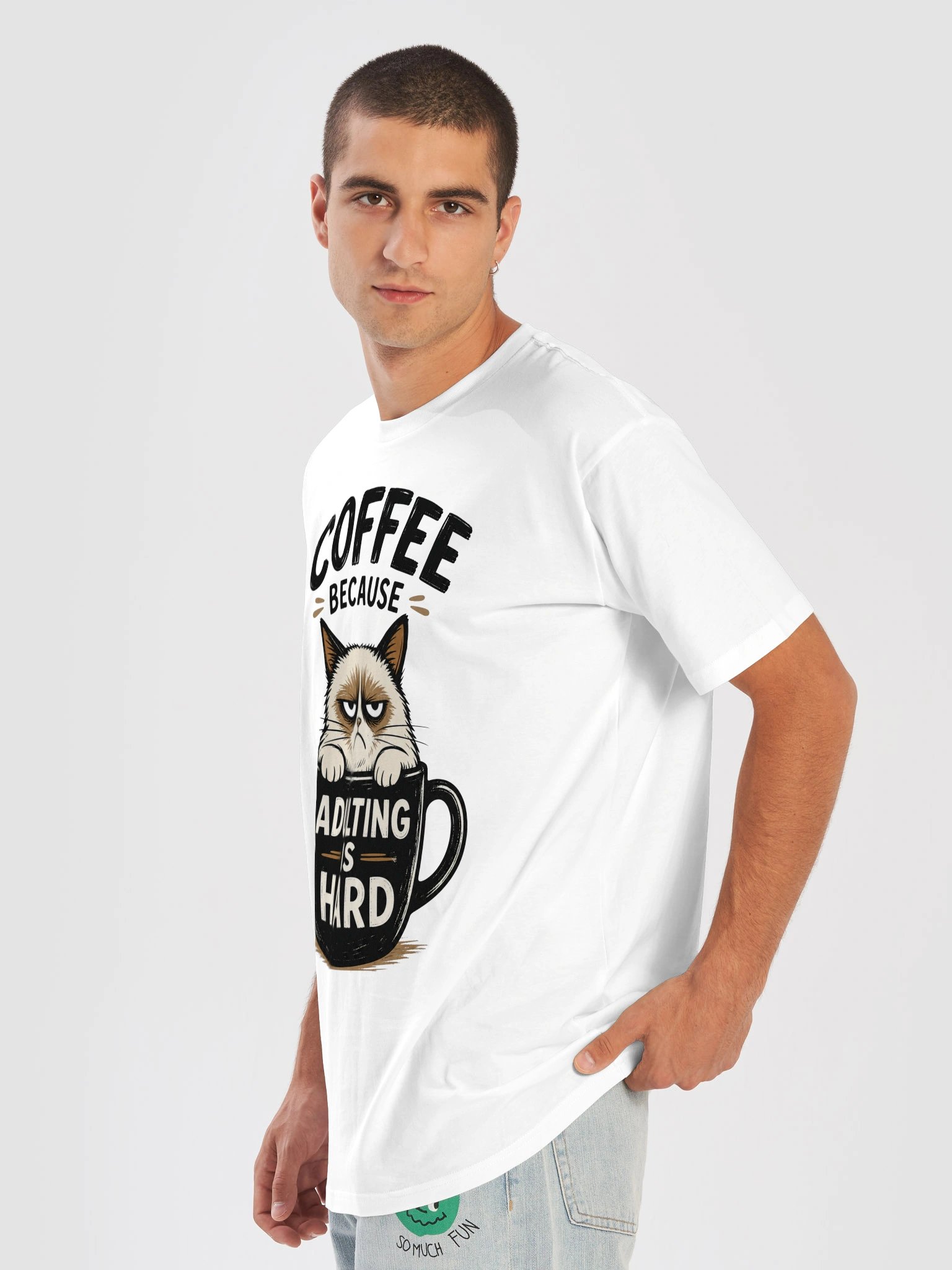 Coffee Because Adulting Is Hard Cat Tee product image (44)