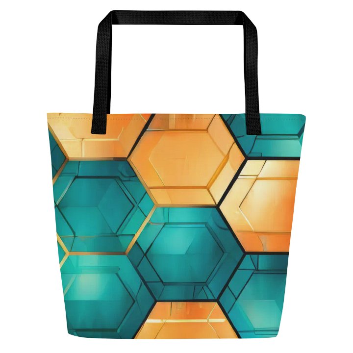 Hexagonal Harmony: Teal and Gold Geometric Fusion product image (2)