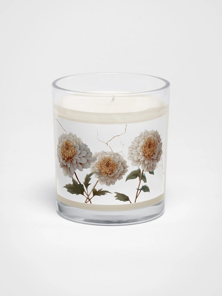 Kintsugi Dahlia Sticker Candle – Floral Resilience Home Decor product image (1)