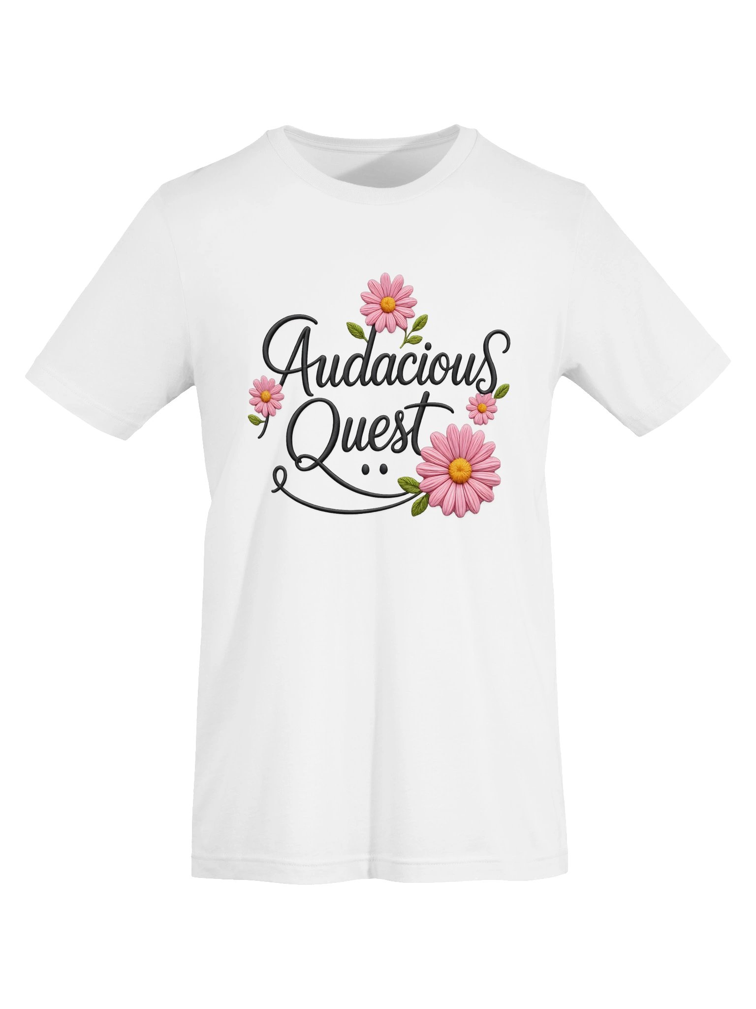 "Audacious Quest" Cute Floral Script Graphic T-Shirt product image (5)