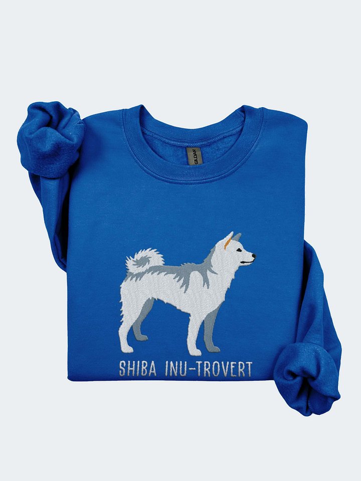 Shiba Inu-Trovert Sweatshirt (Embroidered) of a Japanese Shiba Inu(White) product image (1)