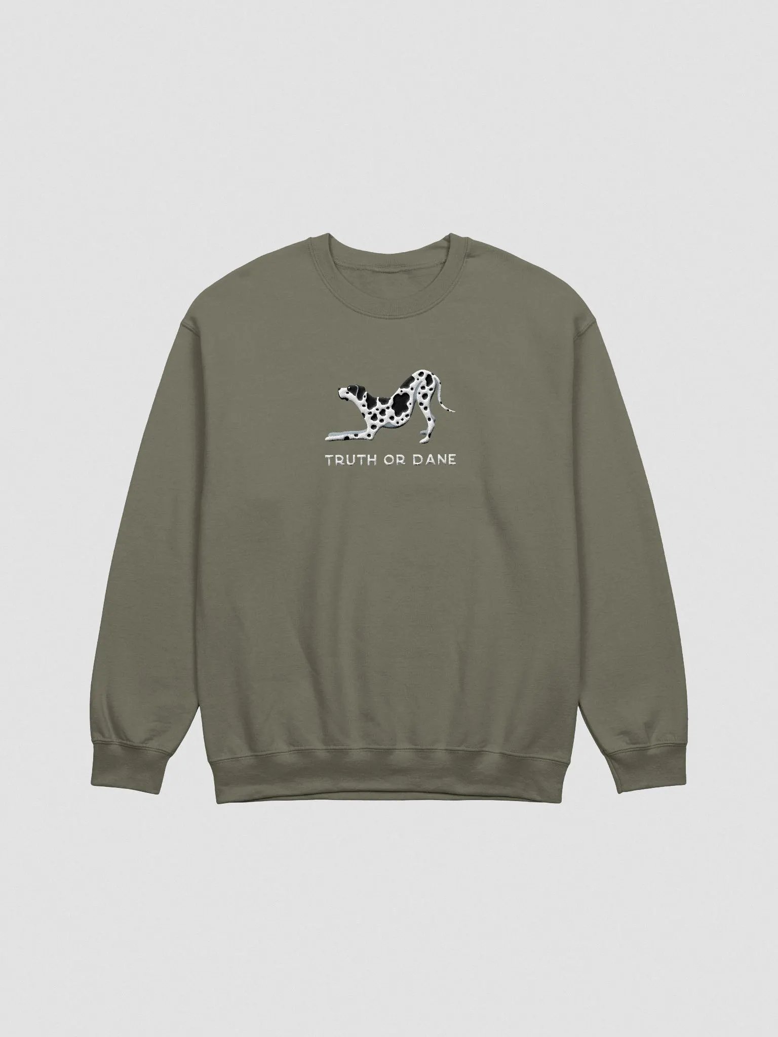 Truth or Dane Sweatshirt (Embroidered) of a Great Dane(Harlequin) product image (4)
