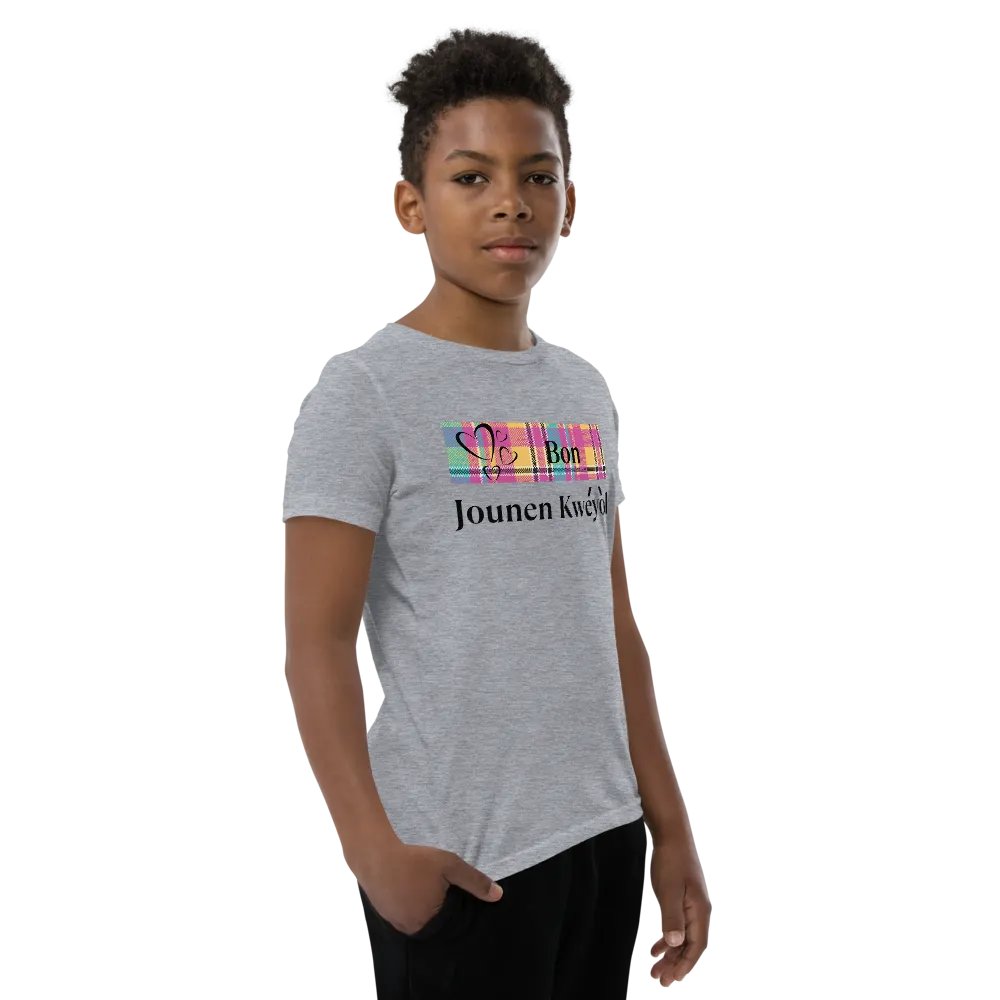 Kwéyòl Hearts Madras Youth T-Shirt product image (6)
