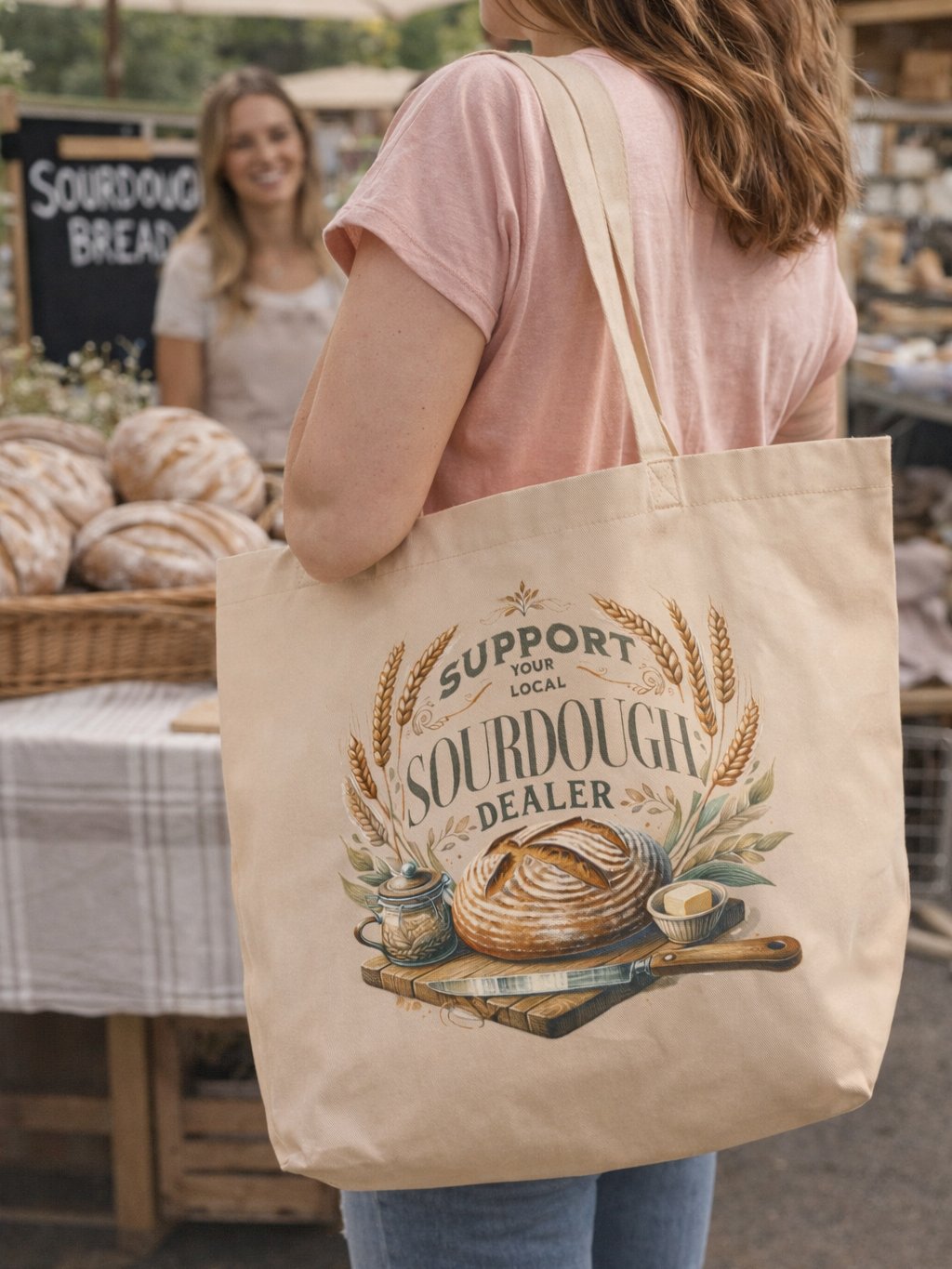 Support Your Local Sourdough Dealer Canvas Bag Beige product image (2)