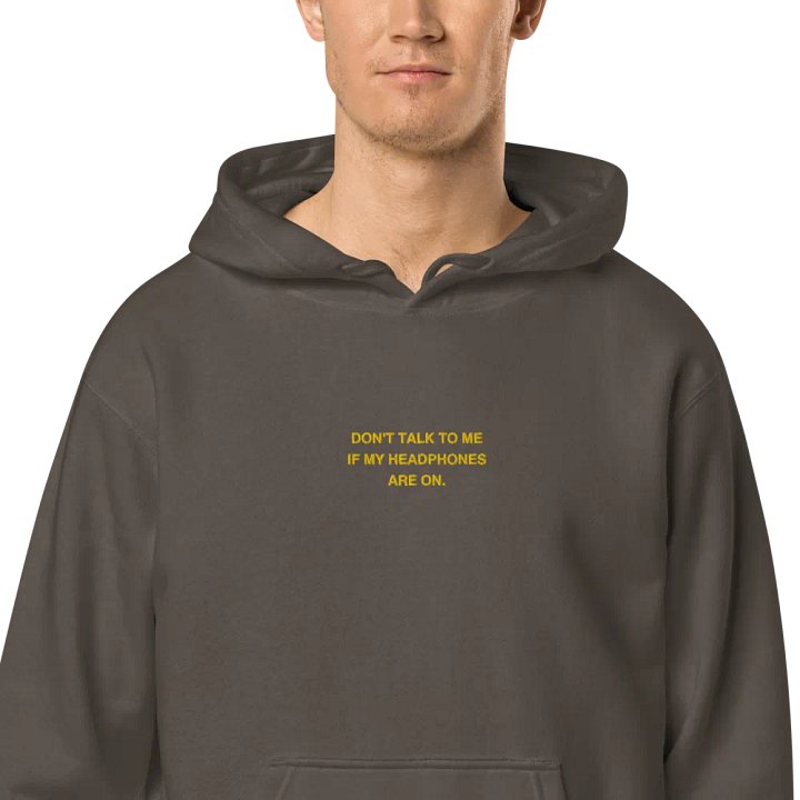 HEADPHONES ON (gold) embroidered pigment hoodie product image (2)