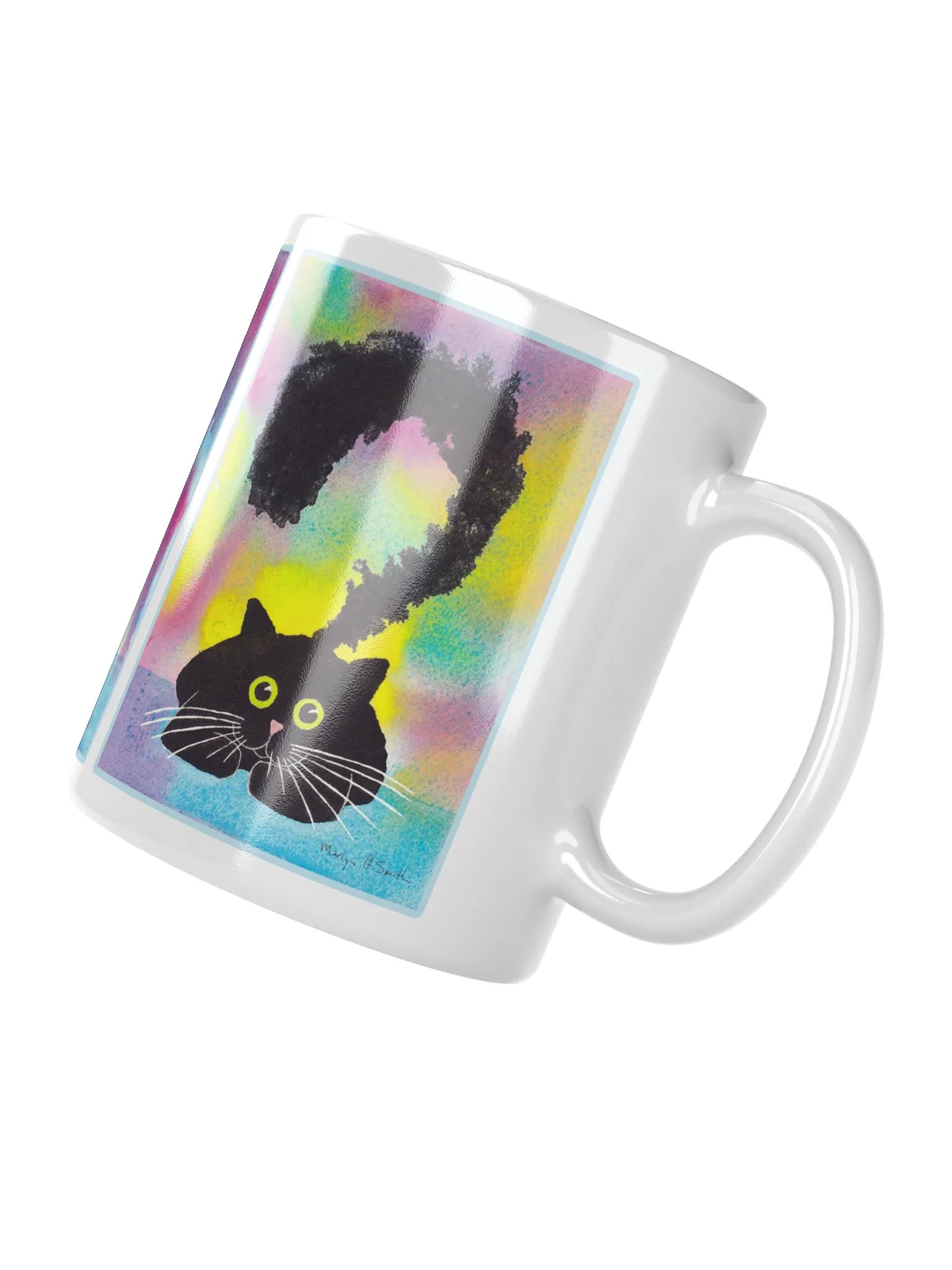 Black Kitty Coming to Full Attention on White Ceramic Mug product image (5)