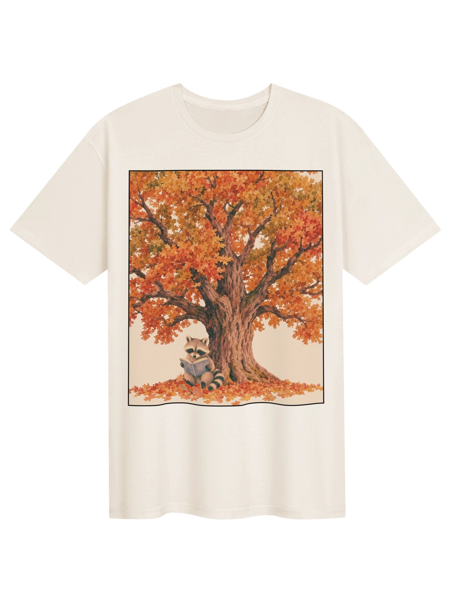 Raccoon Reading Under Autumn Tree Tee product image (1)
