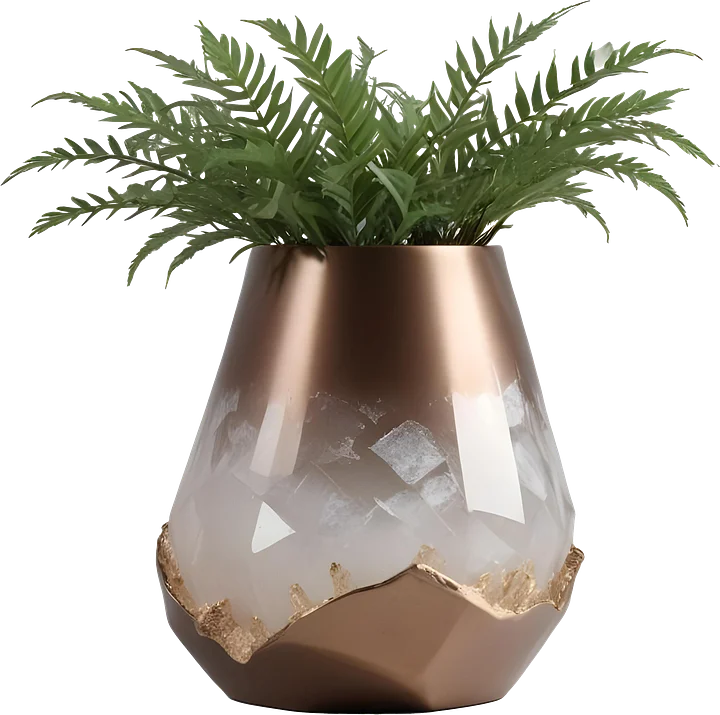 Glamour Organique – vase bronze and quartz, PNG product image (1)