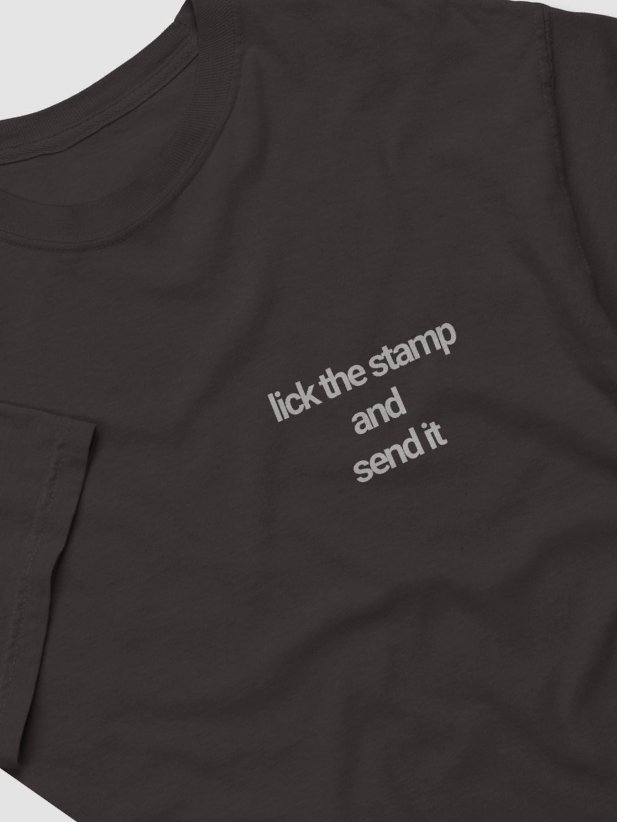 lick the stamp and send it t-shirt - 100% cotton product image (1)