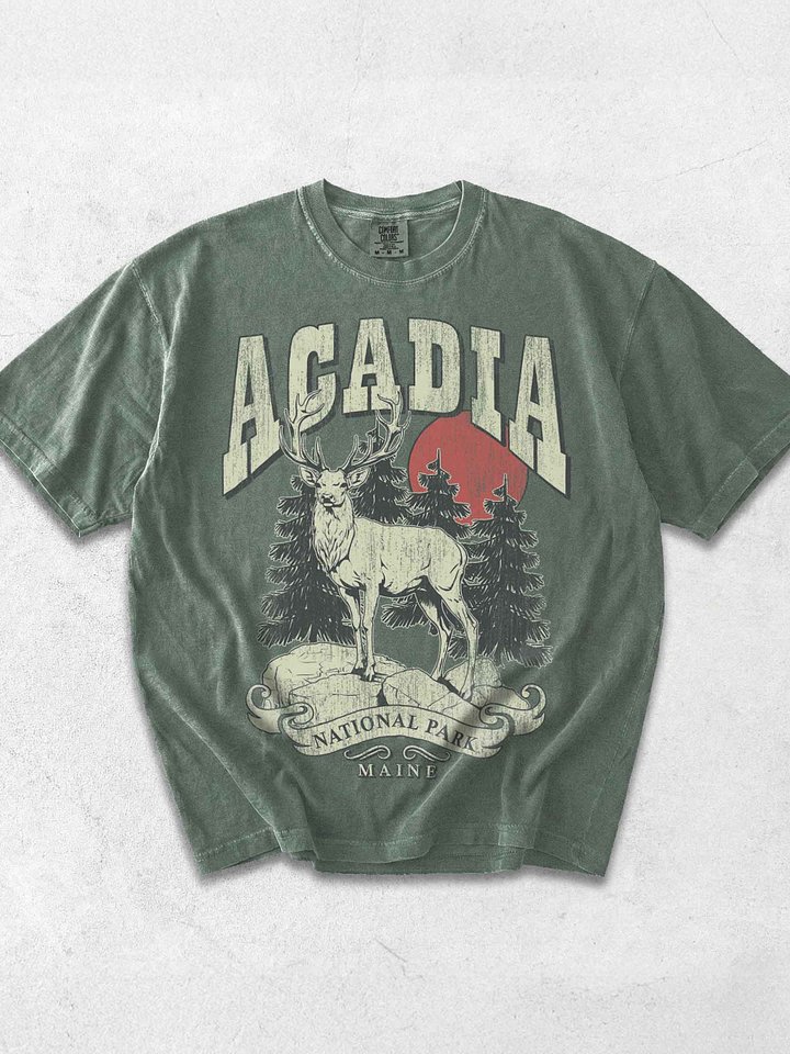 Acadia National Park Shirt – Vintage Deer Graphic Tee Maine product image (1)