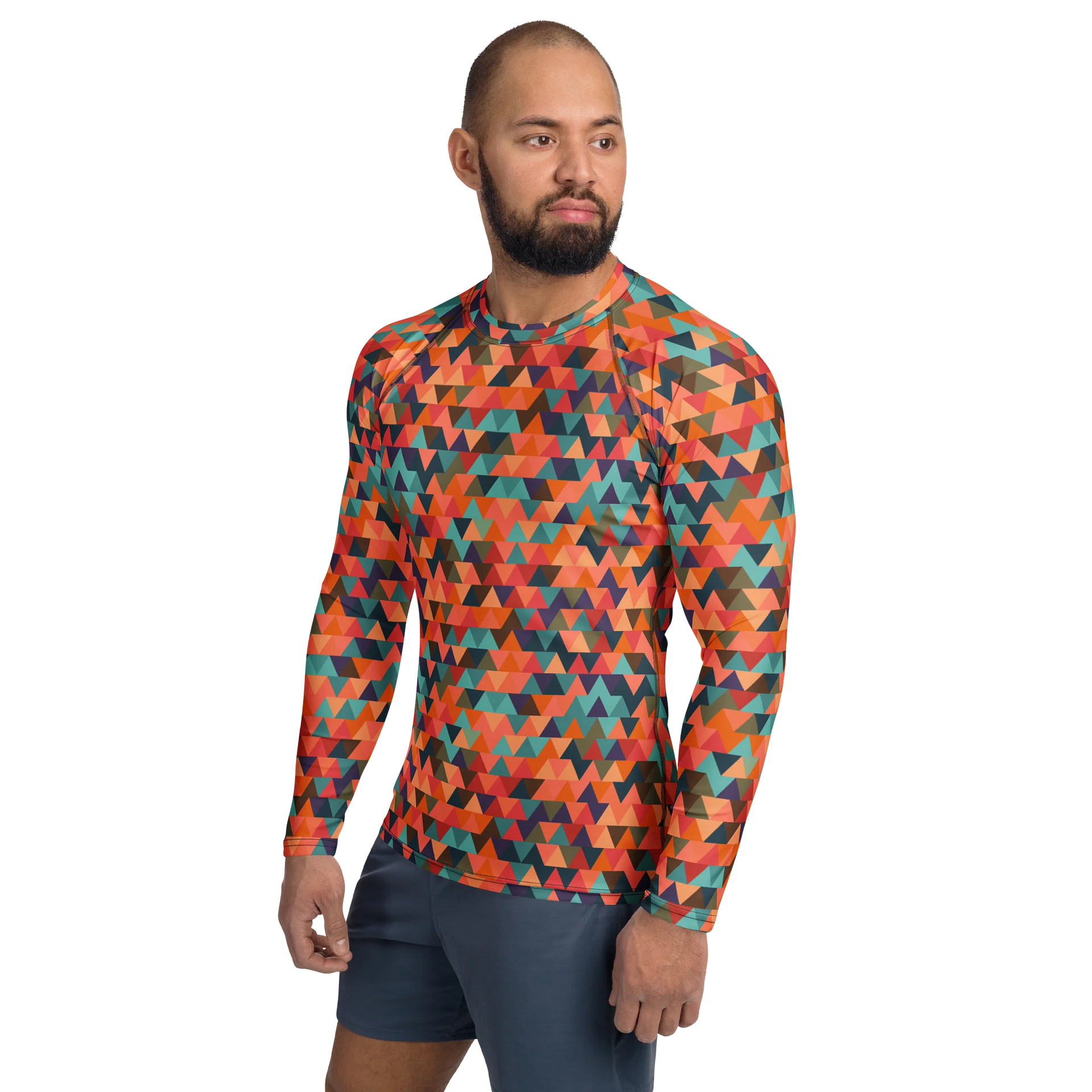 Colorful Geometric Triangles Men's Rash Guard product image (3)
