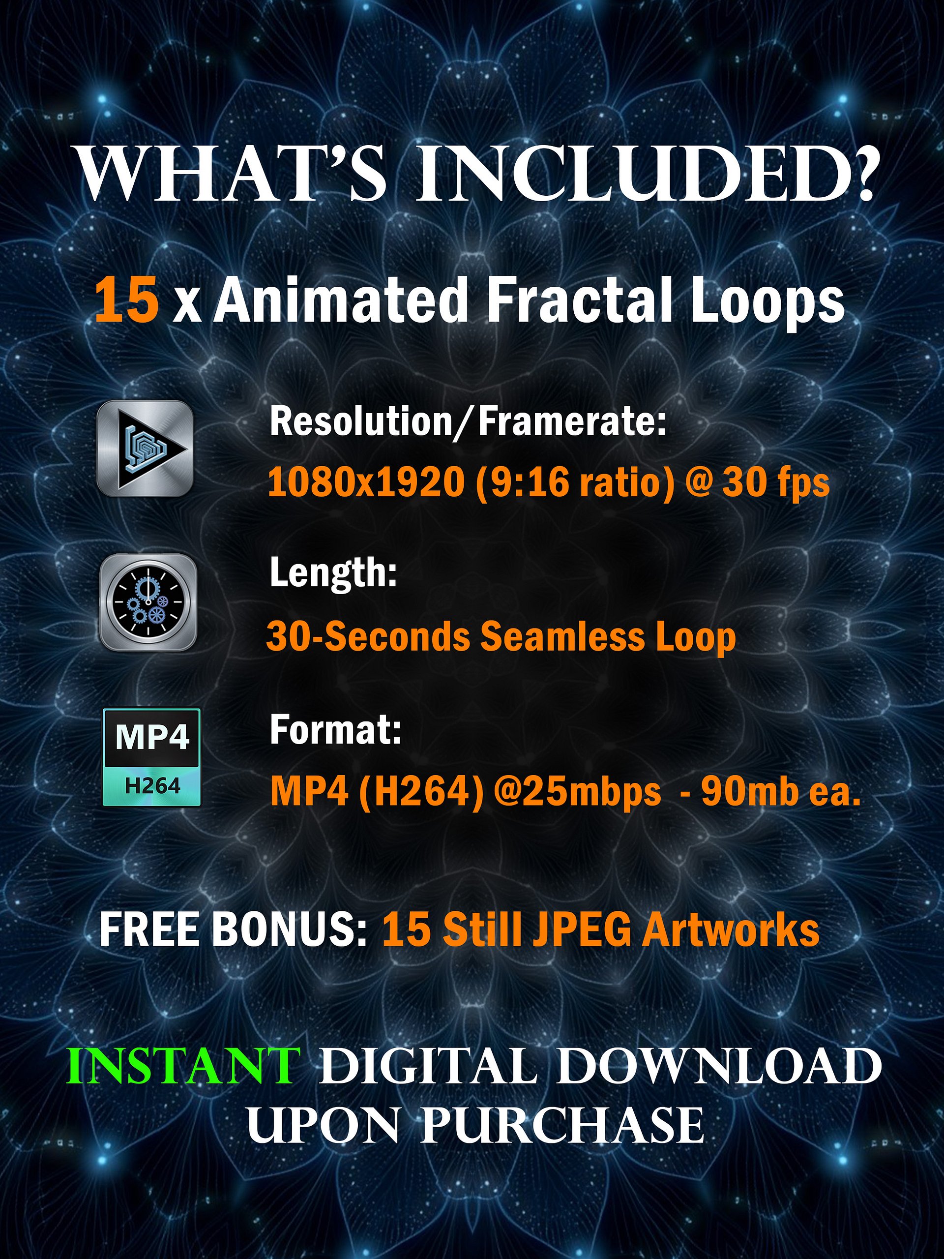 Mesmerizing Animated Backgrounds: 15 Fractal Loops for Reels, Shorts & Canva product image (4)