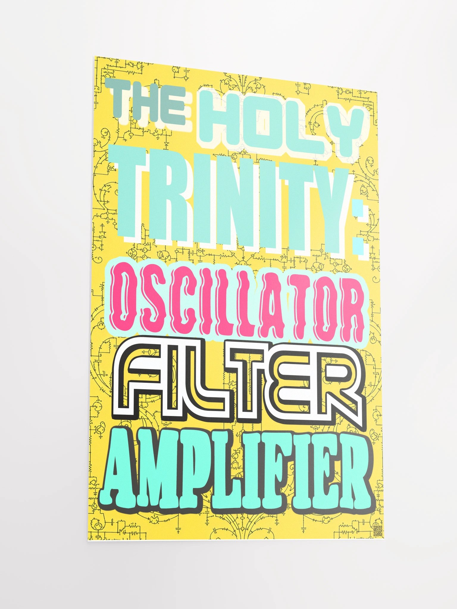 THE HOLY TRINITY OSCILATOR,FILTER,AMPLIFIER, by Frank Fonik, Techno EDM Matte Paper Poster product image (1)