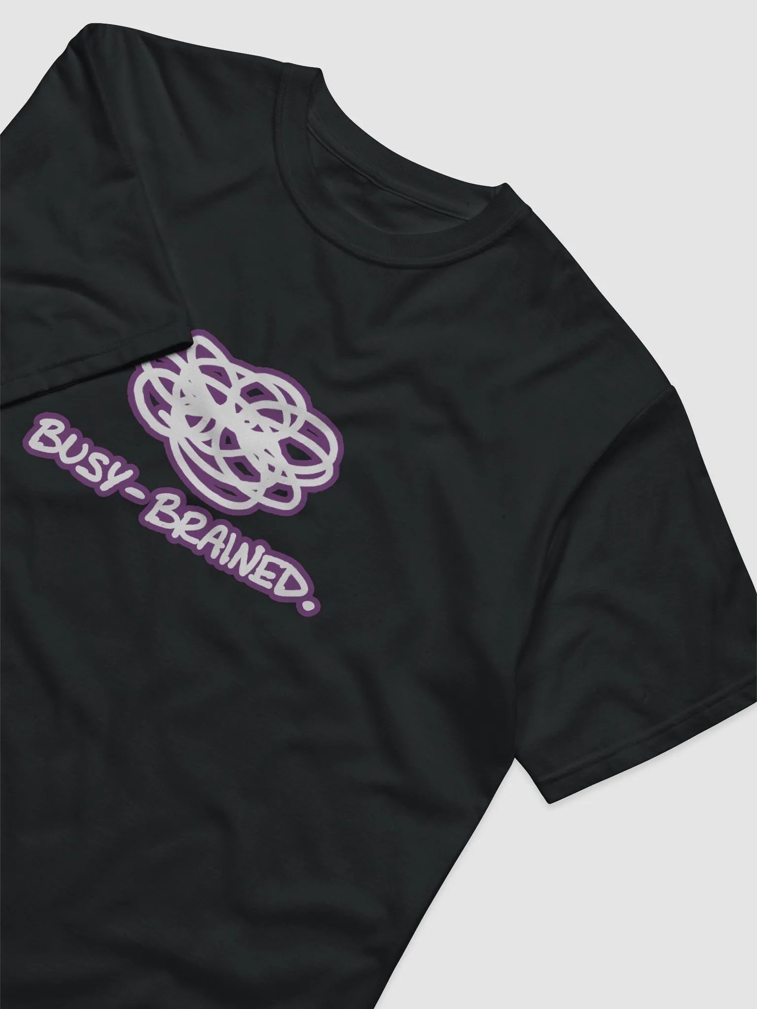 BUSY-BRAINED (lined design, #763D7D) unisex eco tee product image (3)