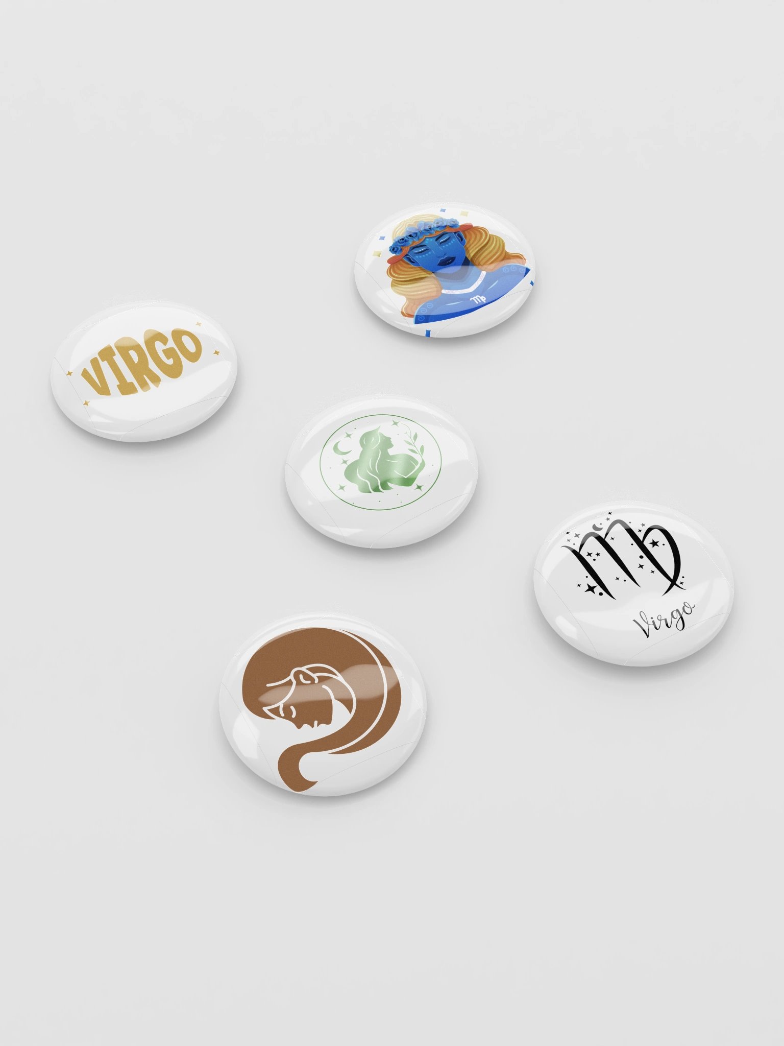 Virgo Zodiac Enamel Pin Set of 5 — Black & White Maiden Astrology Pins for Jackets, Bags & Witchy Accessories product image (2)