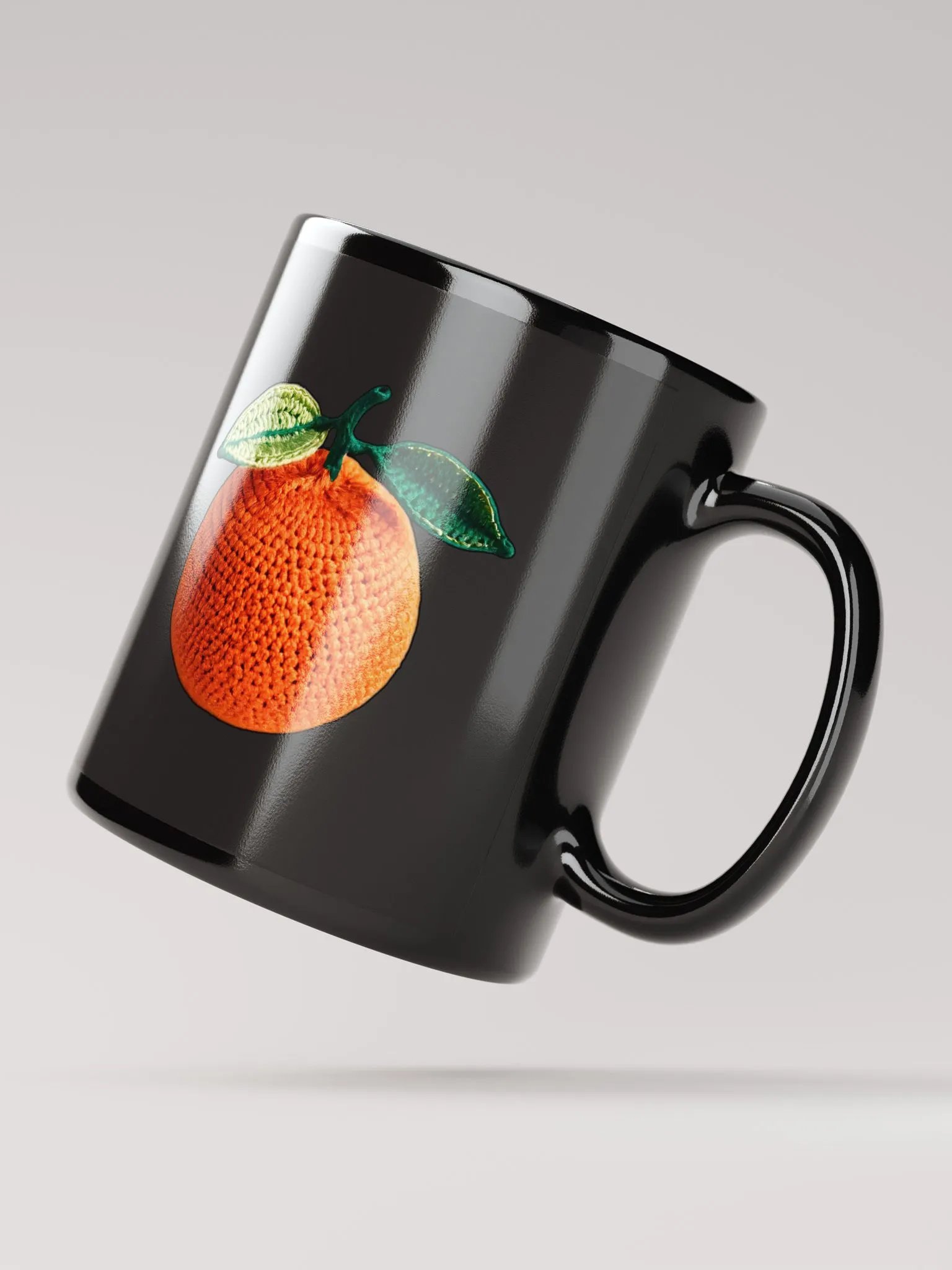 CozyAvocado Black Glossy Mug Crochet Orange #1 product image (2)