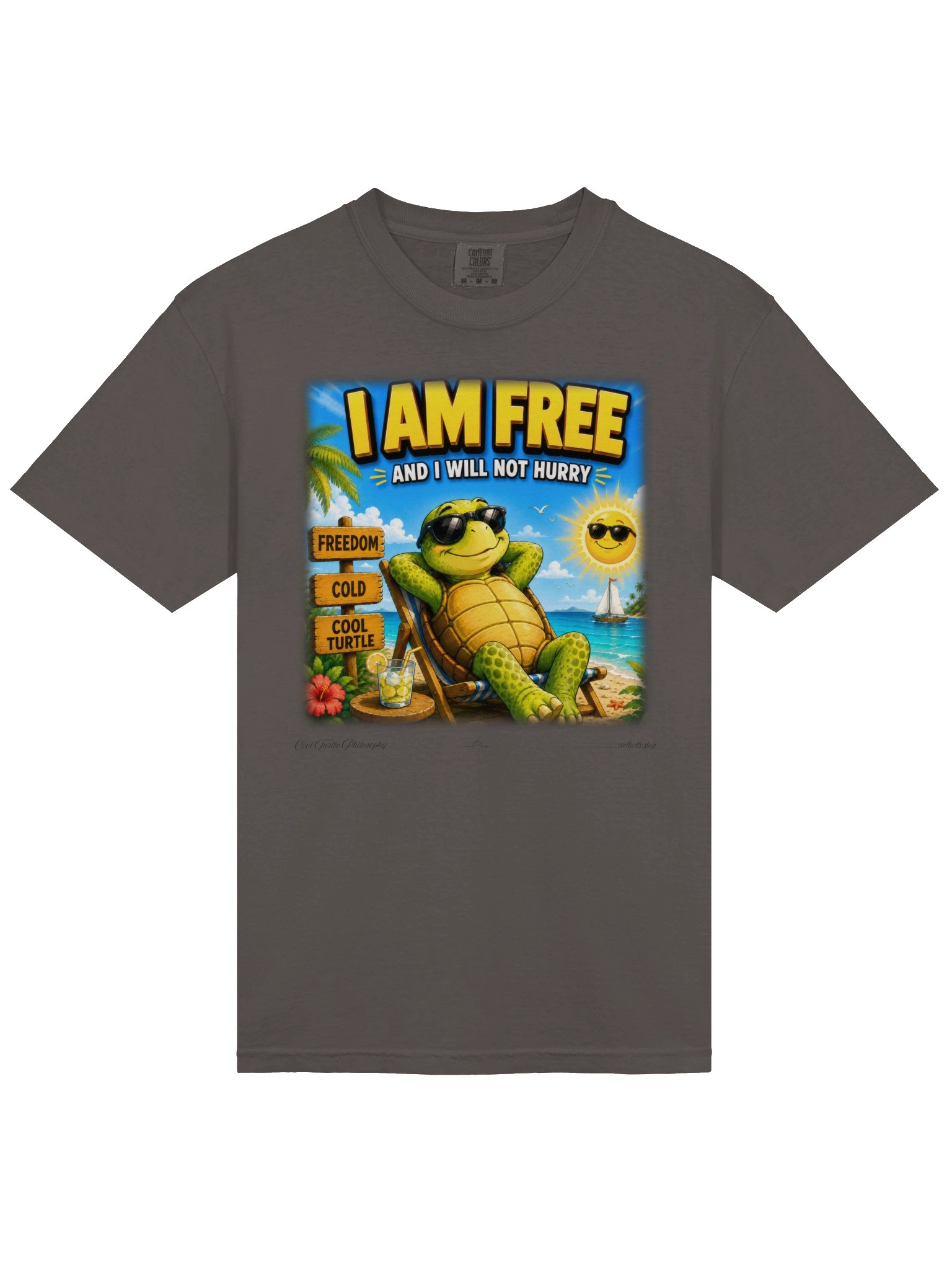 I Am Free Turtle Graphic Tee – Premium Garment-Dyed Slow Living Shirt product image (9)