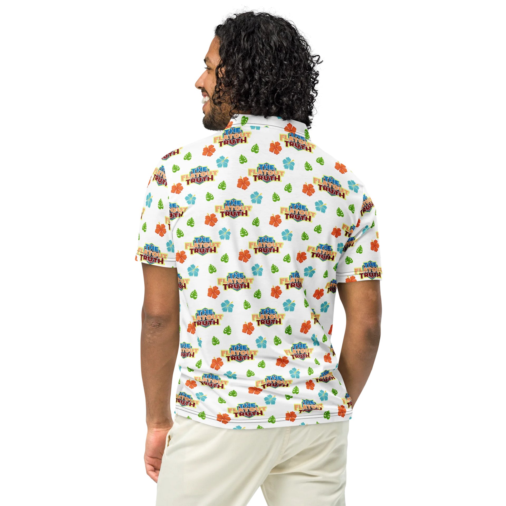 TFOT SlimFit Sandy Hex White Hawaiian Polo Shirt product image (8)