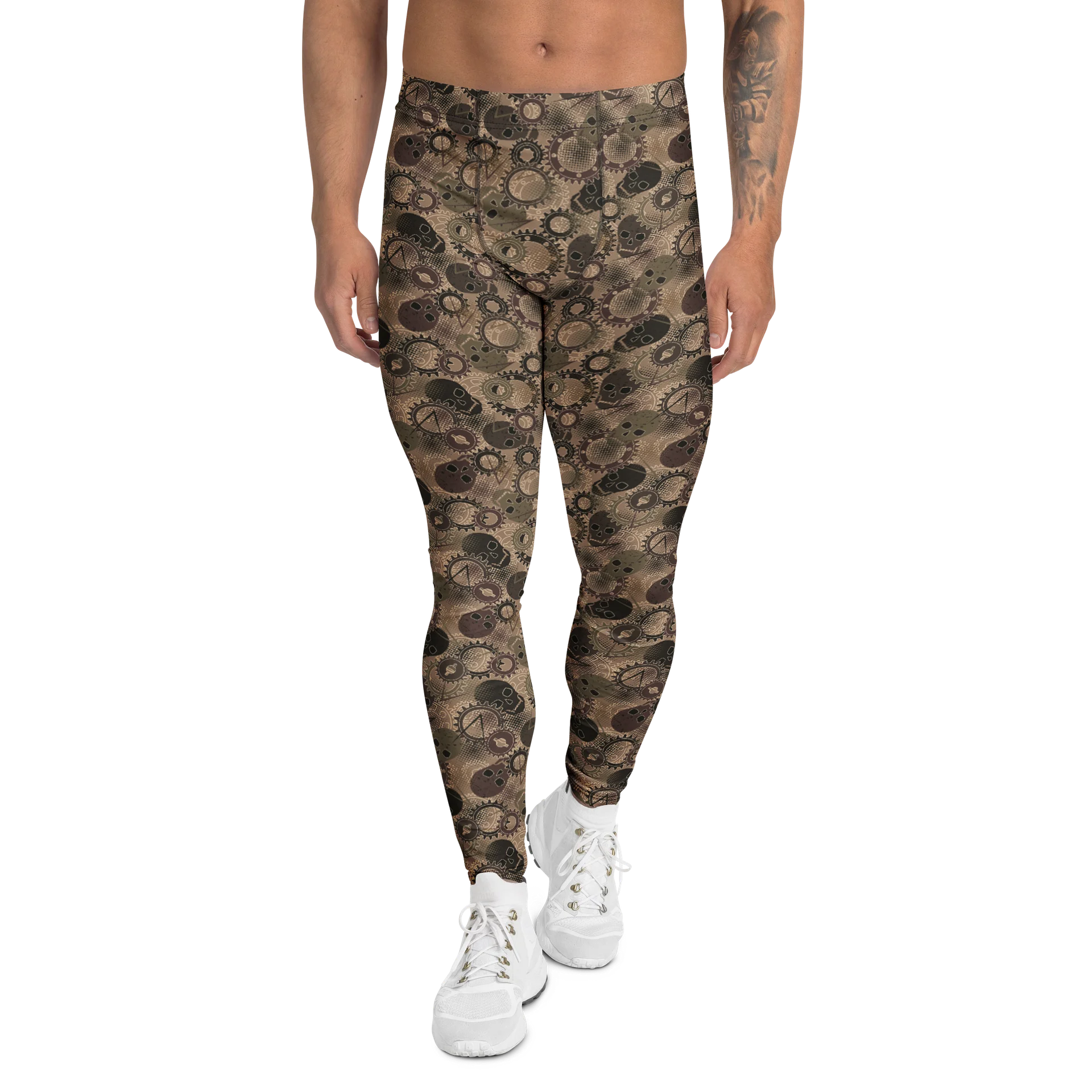 Comfortable Men’s Leggings with Camo Gears Skulls product image (1)