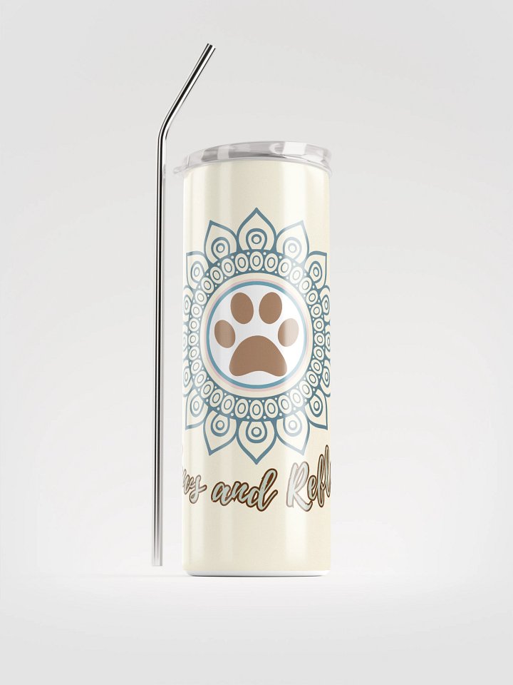 Paws and Reflect Mindful Mandala Paw Print Stainless Steel Tumbler with Straw - Apricot White product image (1)