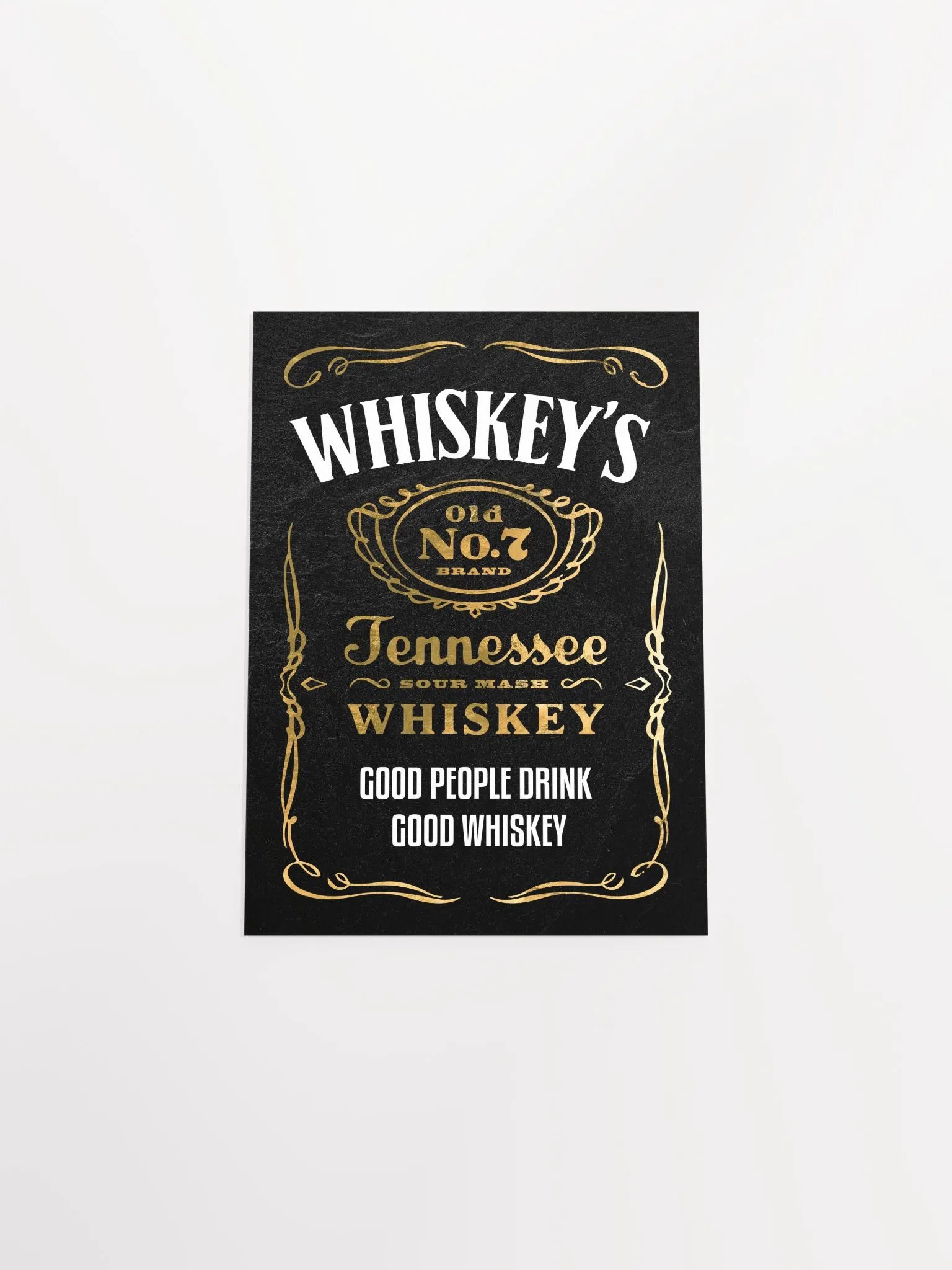 Good people drink good whiskey / Jack Daniel's — Whiskey gold blackboard art deco poster with quote, vintage gold poster product image (9)