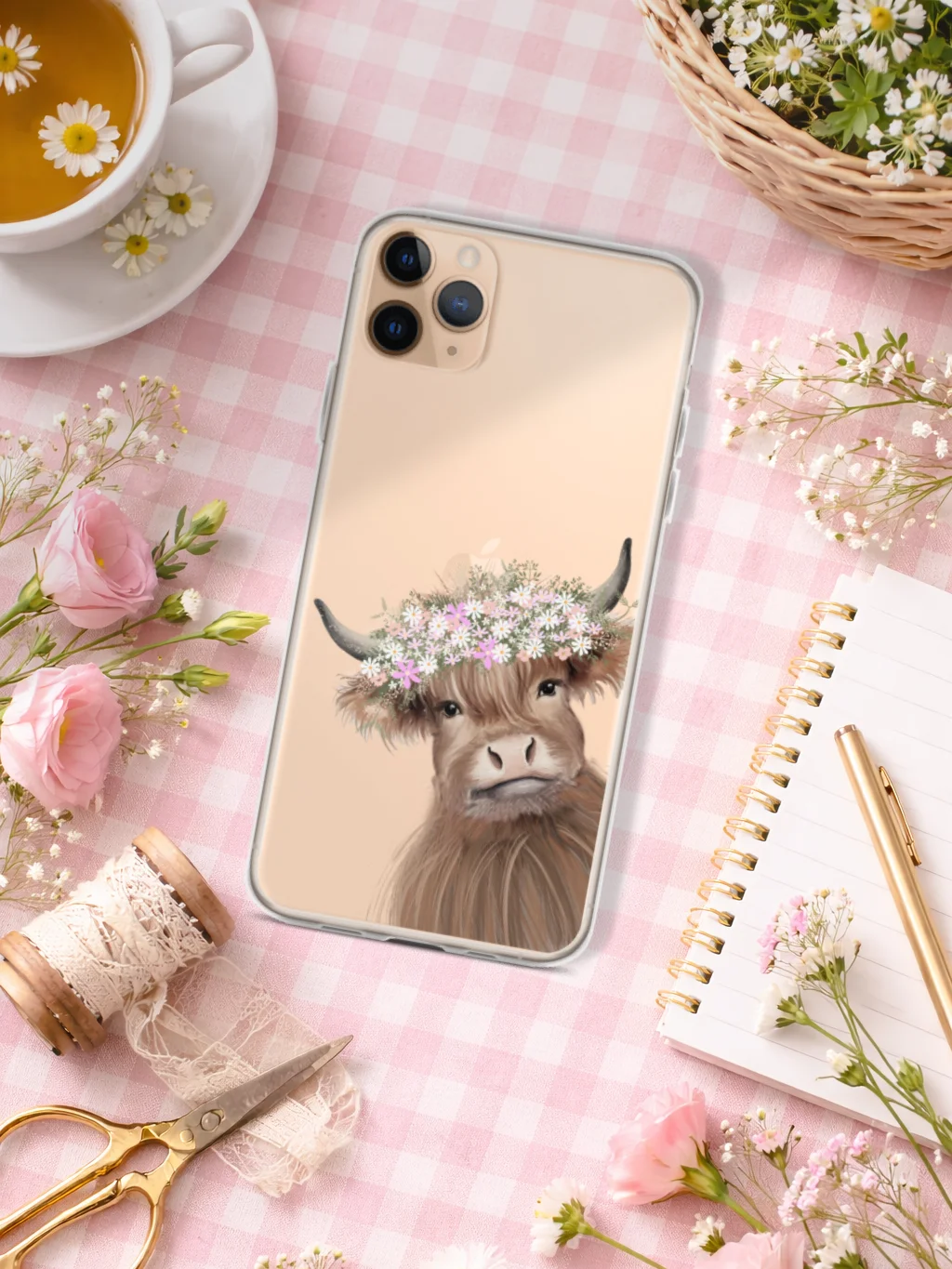 Cute Highland Cow Floral Crown iPhone® Clear Case product image (2)