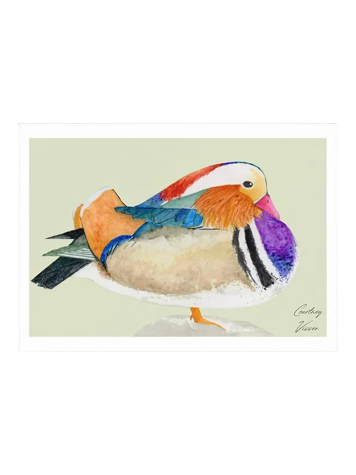 Mandarin duck print (light green background) product image (1)