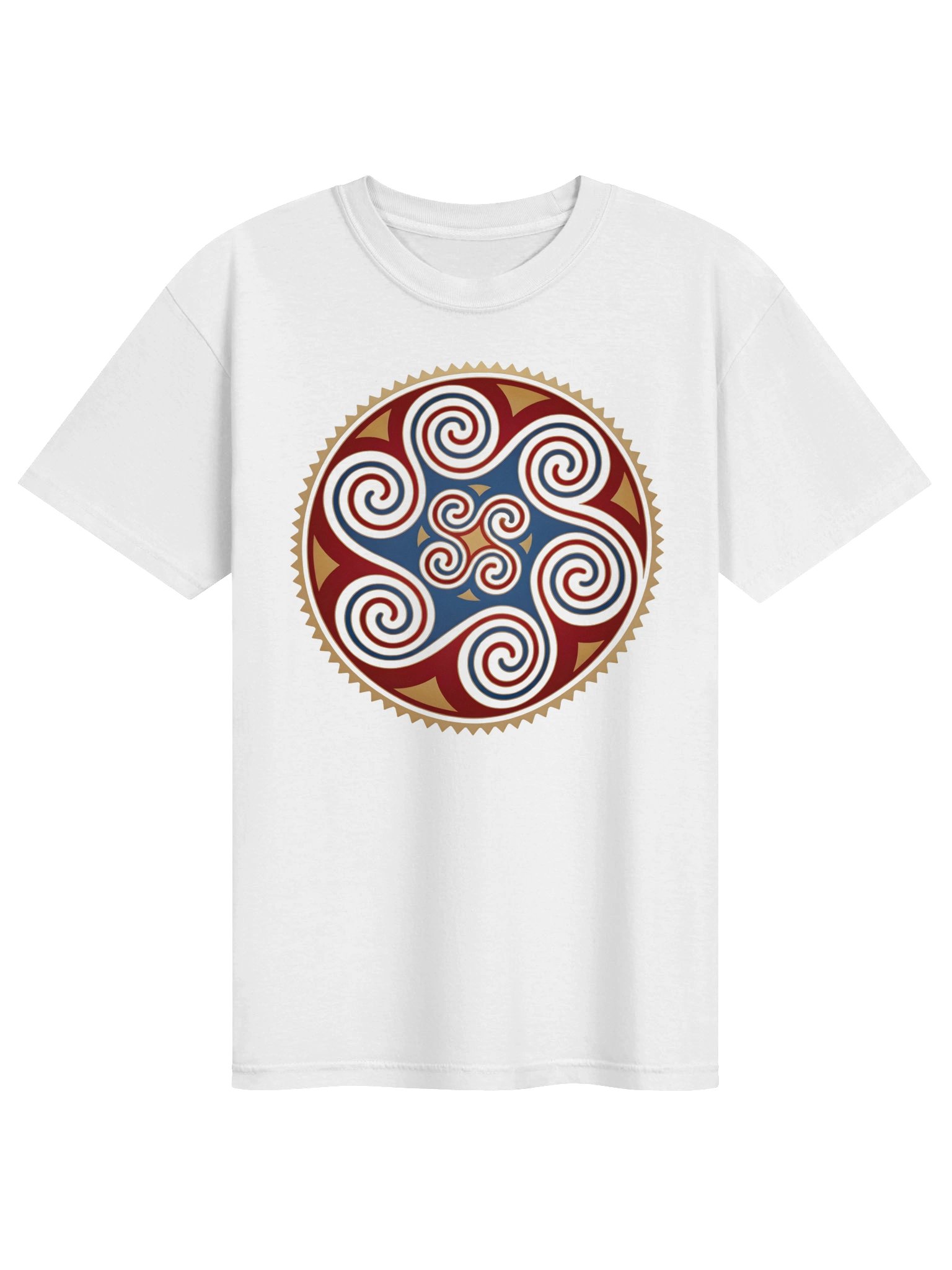 Norse Quadruple Spiral – Gotland Picture Stone Motif - Unisex Premium Cotton T-shirt product image (1)