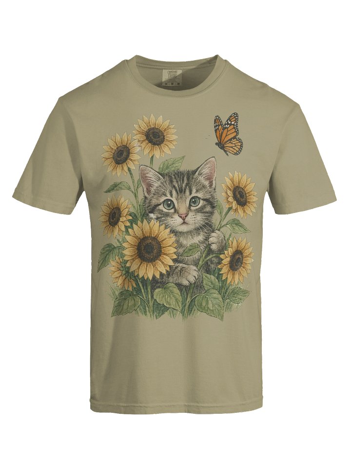 Vintage Cat Shirt, Kitten Graphic Tee, Sunflower Cat Shirt, Comfort Colors Unisex T-Shirt, Cat Lover Gift product image (37)