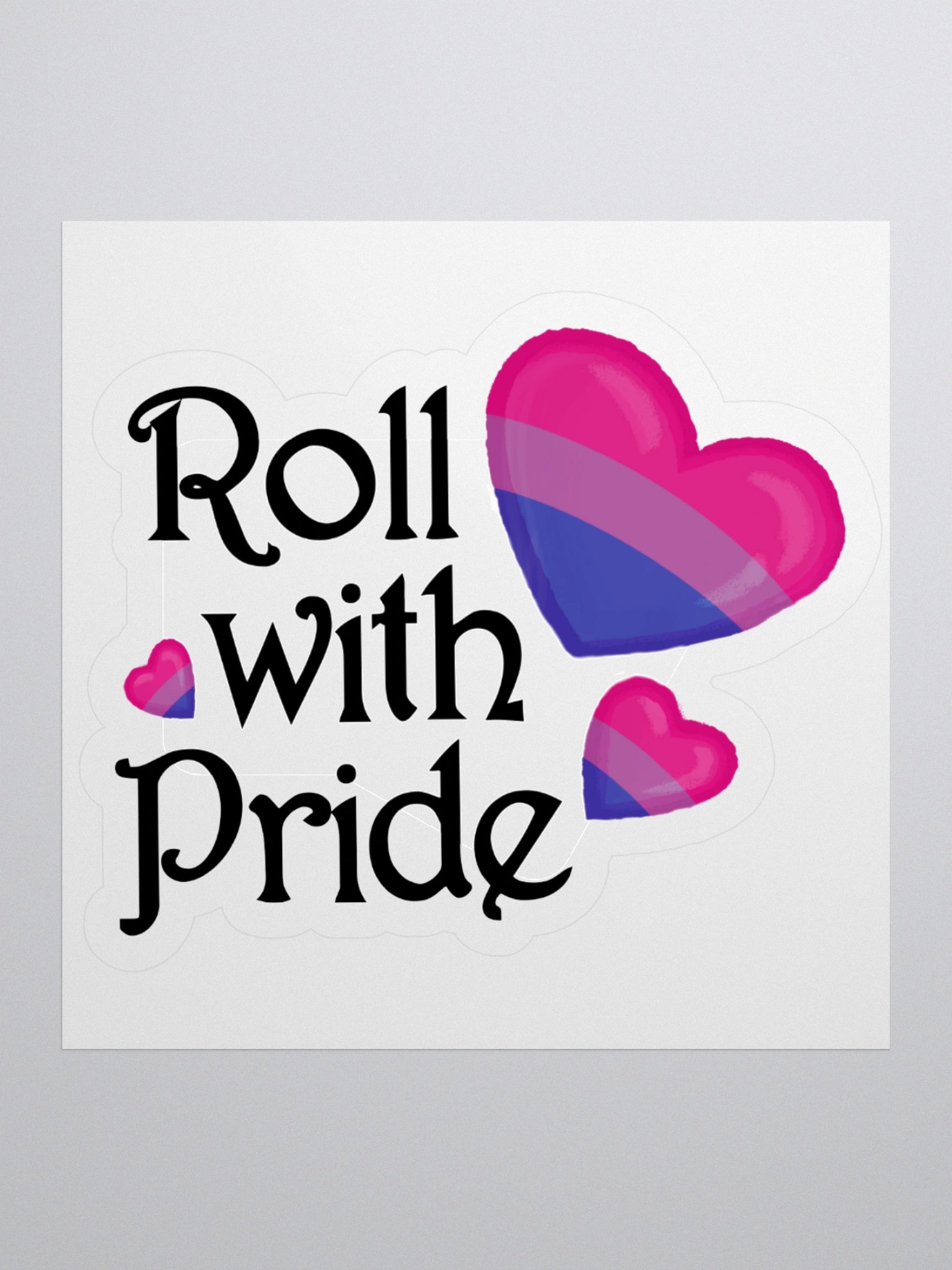 Roll with Pride Kiss Cut Stickers - Bi Hearts product image (2)