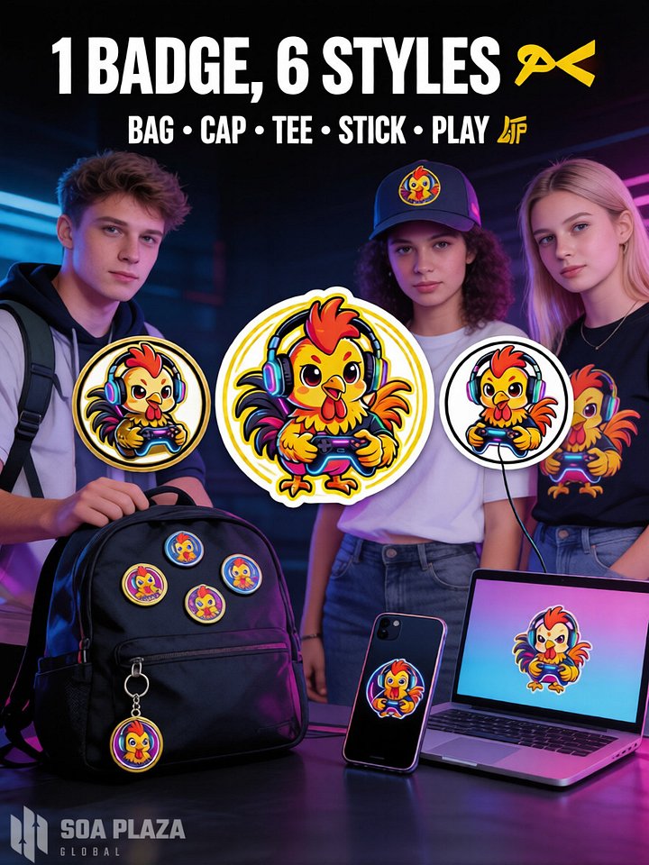 1 badge, 6 styles — rooster gamer pack 🎮🔥 product image (1)