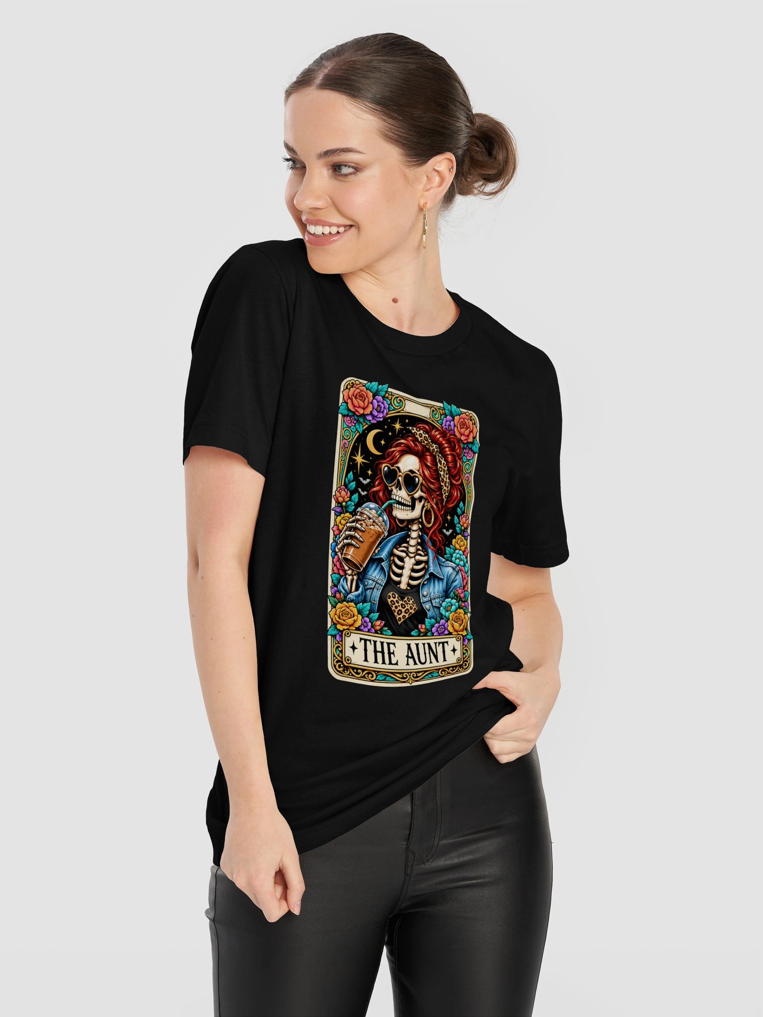 The Aunt Tarot Card T-Shirt | Skeleton Coffee Lover Tee product image (102)