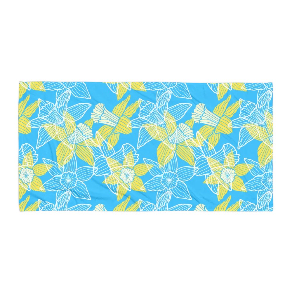 Vibrant Daffodil Floral Towel – Soft Cotton Terry, Bold Colorful Print product image (1)