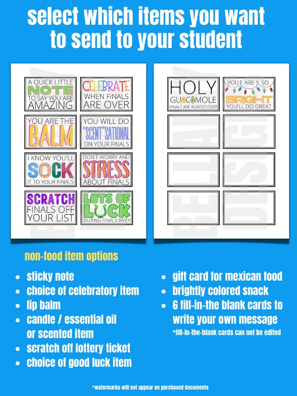 Finals Week Care Package Gift Tags - Middle School, High School & College product image (5)