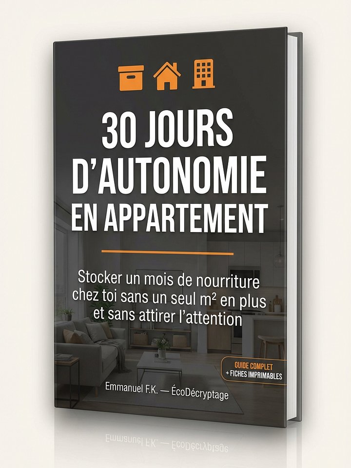🏢 Comment Stocker 30 Jours de Nourriture en Appartement — Avec 0 m² en Plus et Sans Attirer l'Attention (Guide PDF · 41 pages · 17 Solutions) product image (1)