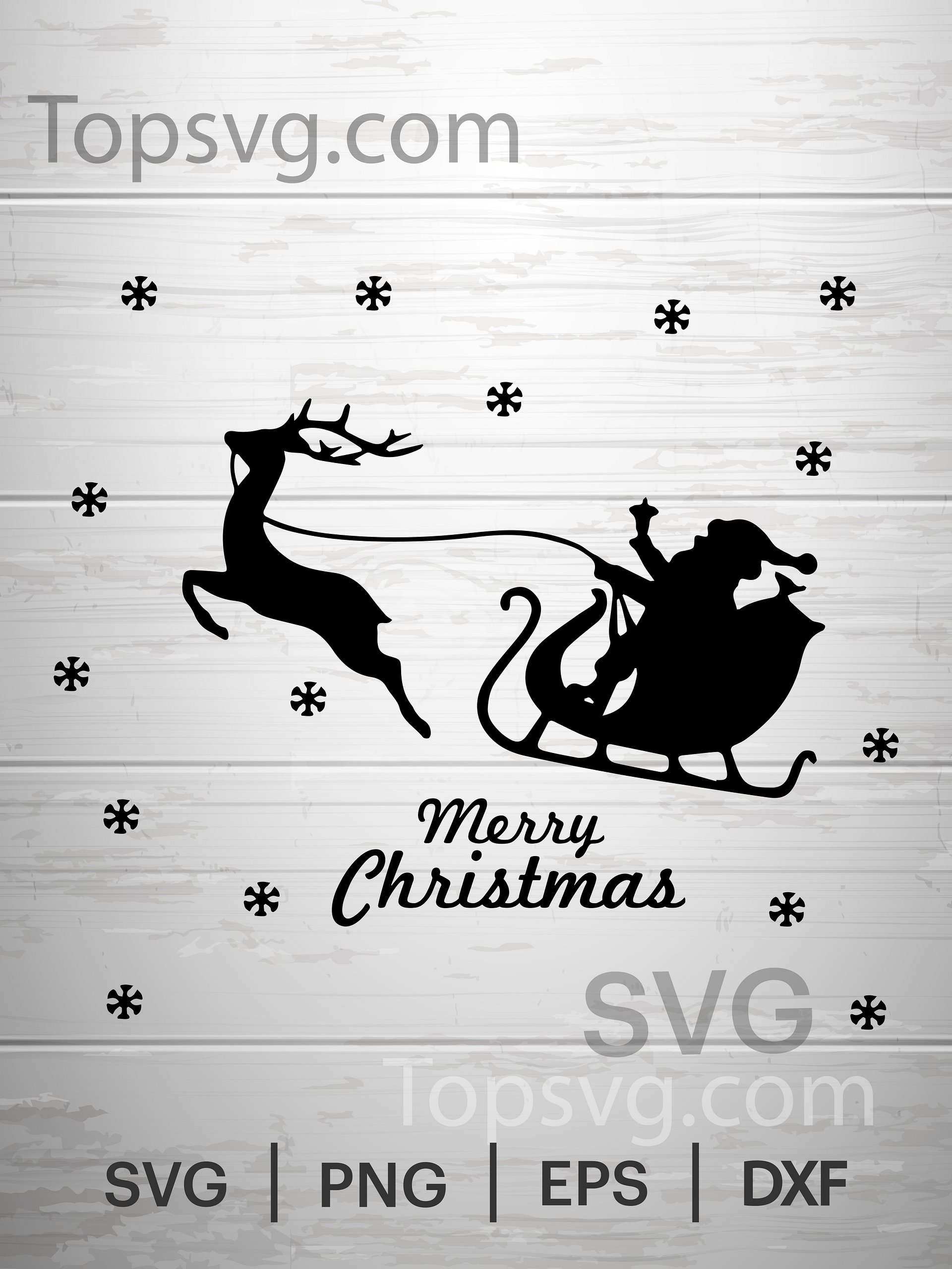 Christmas SVG, Santa Sleigh SVG, Santa Claus Vector Clipart, Reindeer, Png, Digital Silhouette, Merry Christmas, Shirt, Cricut Cutting File product image (1)