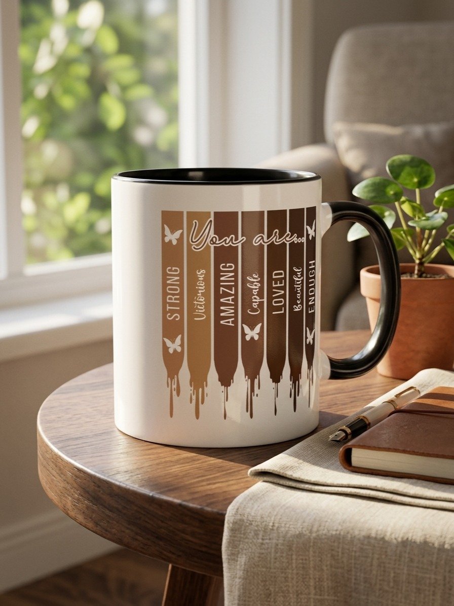 Melanin Stripes Black Accent Mug for Black Women product image (1)