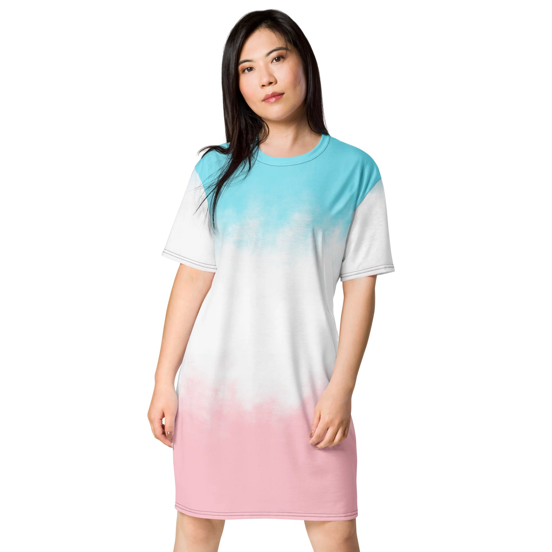 Exclusive Blue to Pink Gradient T-Shirt Dress - Only at TDS Music product image (1)